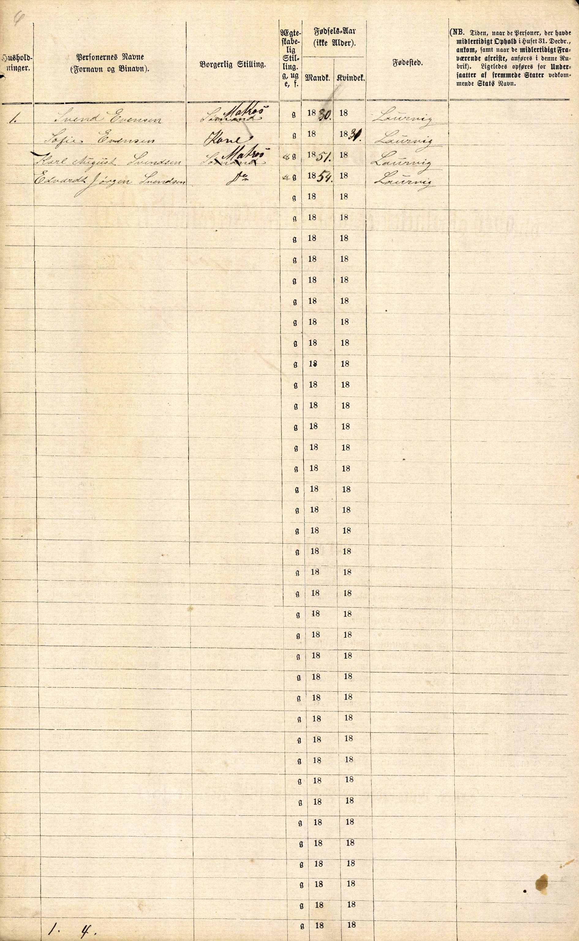 RA, 1870 census for 0707 Larvik, 1870, p. 1234