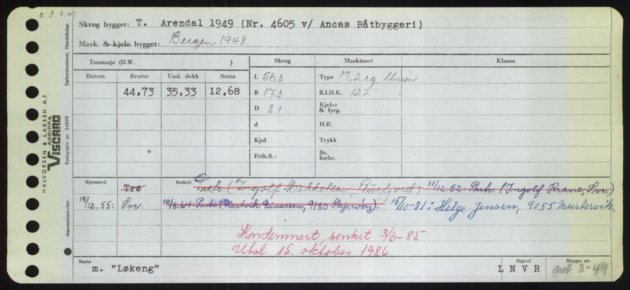 Sjøfartsdirektoratet med forløpere, Skipsmålingen, RA/S-1627/H/Hd/L0023: Fartøy, Lia-Løv, p. 533