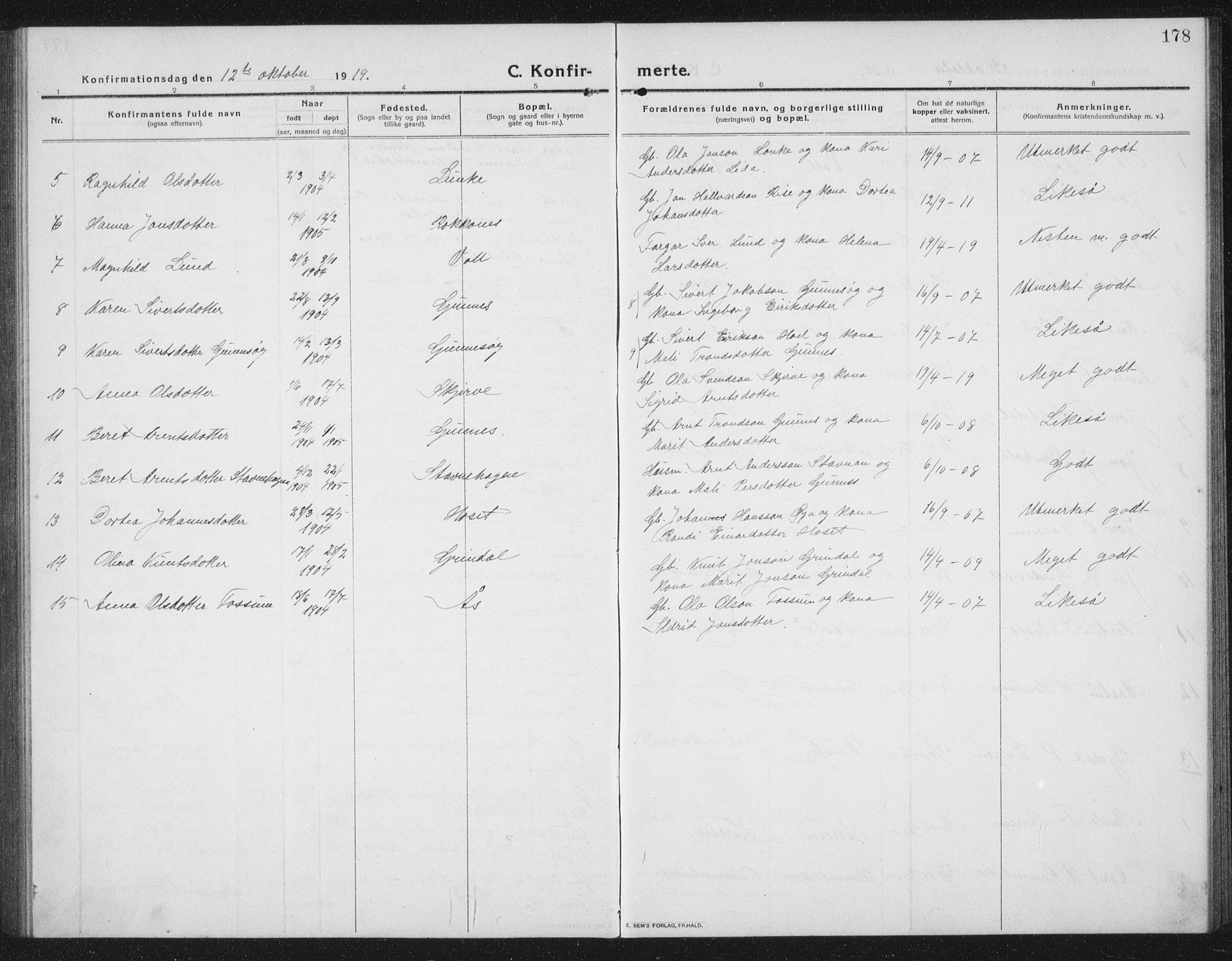 Ministerialprotokoller, klokkerbøker og fødselsregistre - Sør-Trøndelag, SAT/A-1456/674/L0877: Parish register (copy) no. 674C04, 1913-1940, p. 178