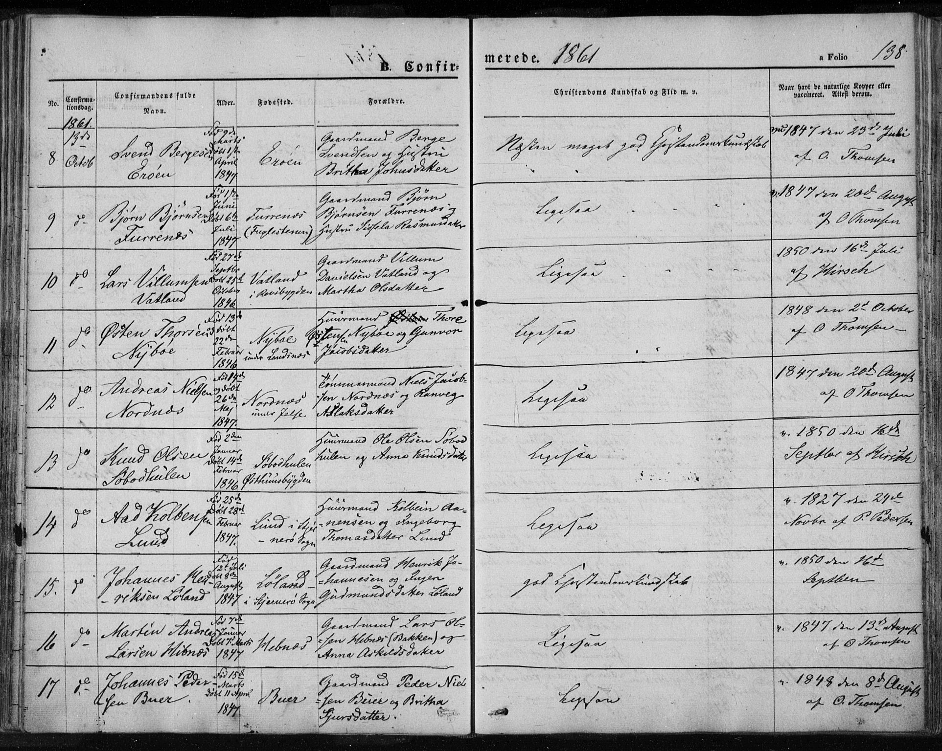 Jelsa sokneprestkontor, AV/SAST-A-101842/01/IV: Parish register (official) no. A 7, 1854-1866, p. 138