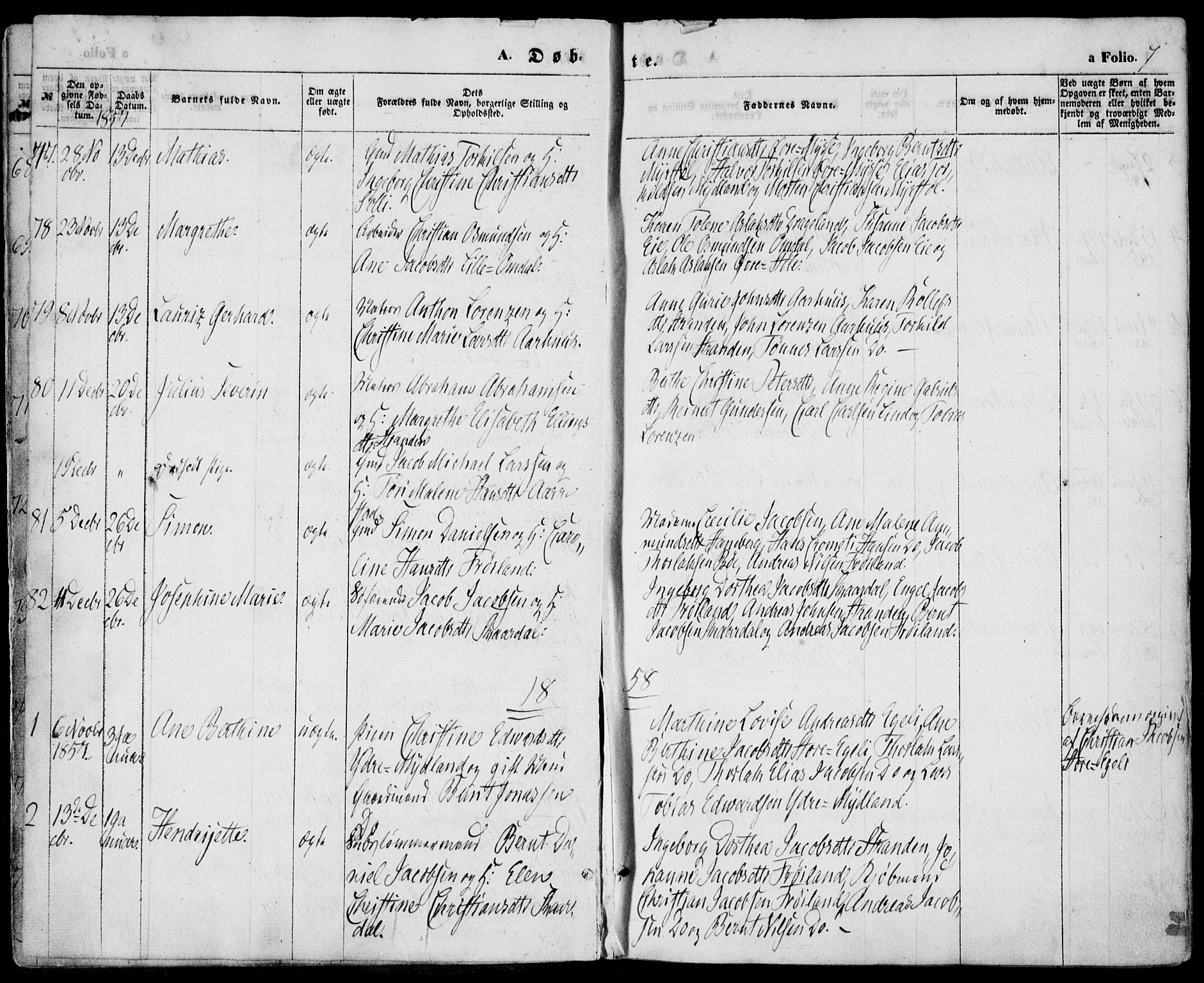 Sokndal sokneprestkontor, SAST/A-101808: Parish register (official) no. A 9, 1857-1874, p. 7