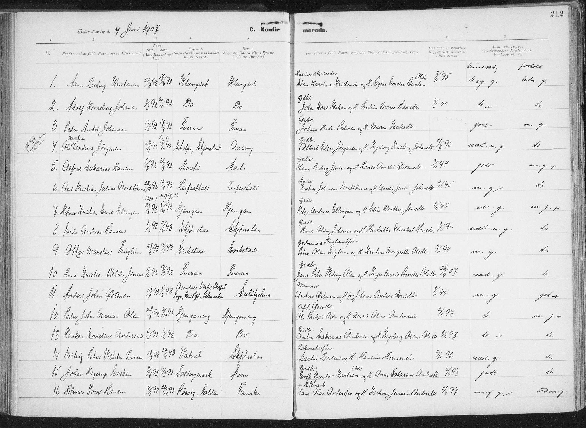 Ministerialprotokoller, klokkerbøker og fødselsregistre - Nordland, AV/SAT-A-1459/849/L0696: Parish register (official) no. 849A08, 1898-1910, p. 212