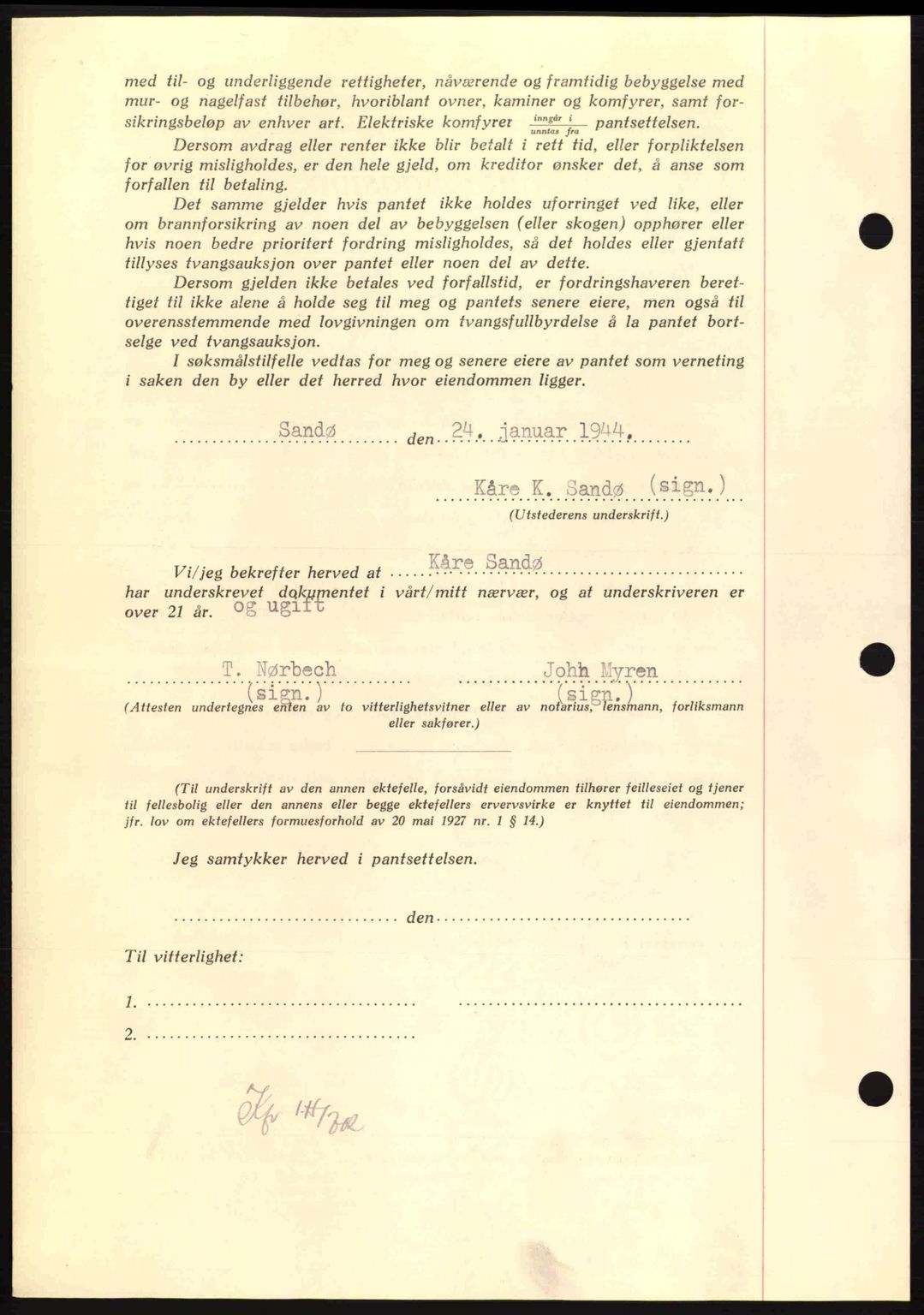 Nordmøre sorenskriveri, AV/SAT-A-4132/1/2/2Ca: Mortgage book no. B91, 1943-1944, Diary no: : 121/1944