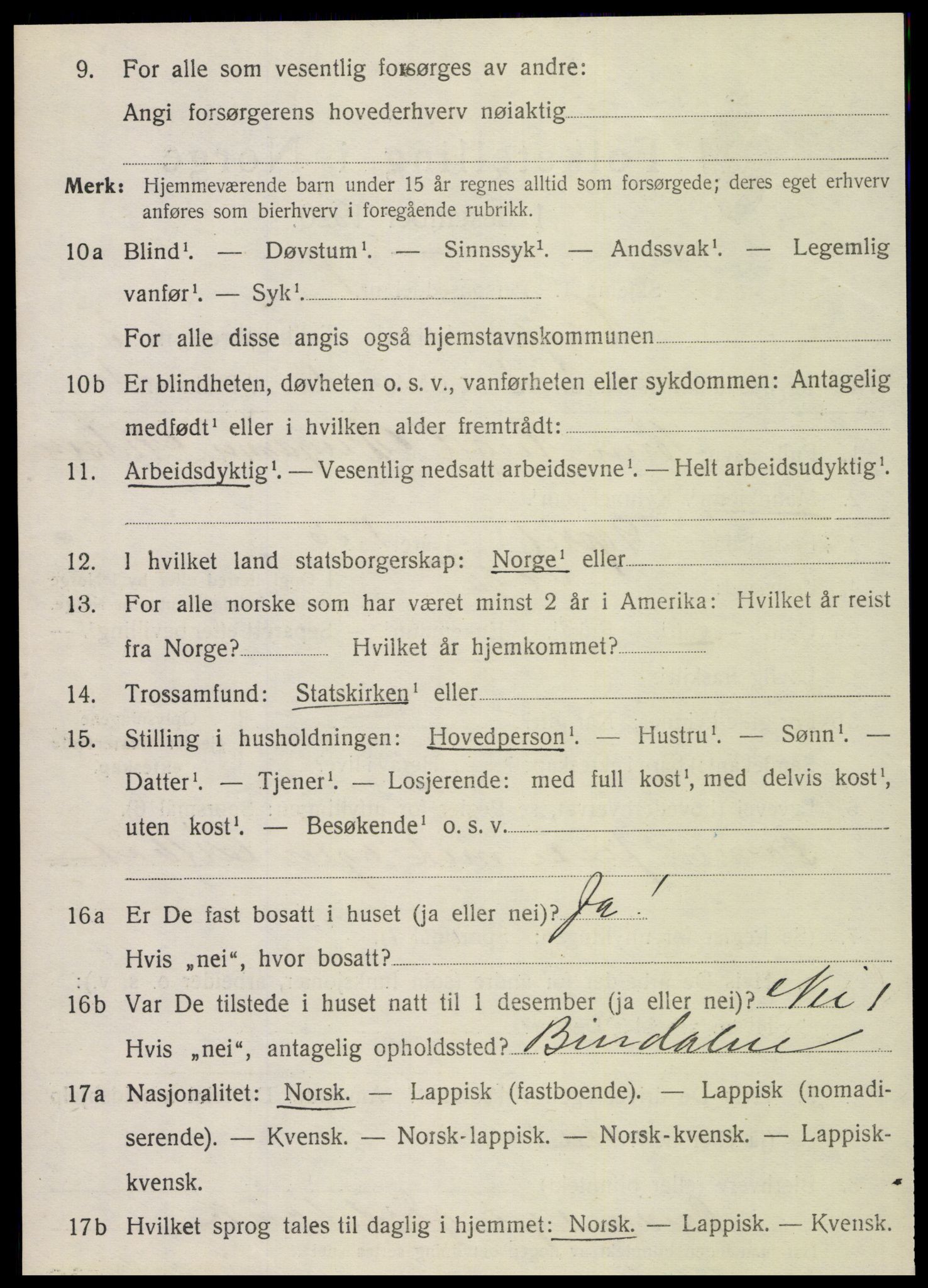 SAT, 1920 census for Vega, 1920, p. 2440