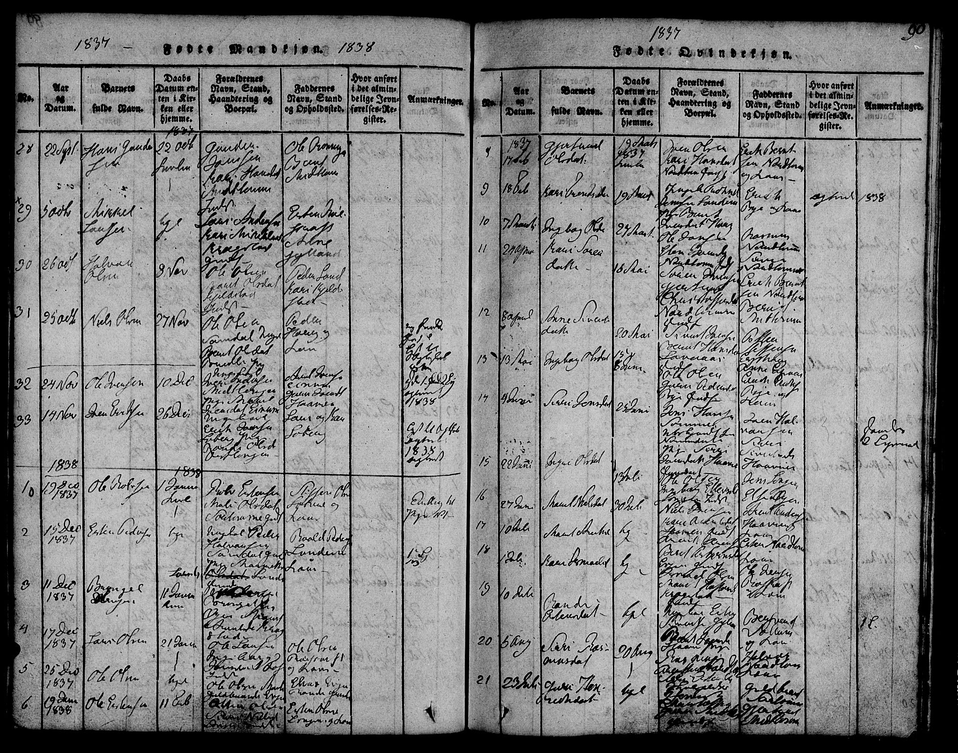 Ministerialprotokoller, klokkerbøker og fødselsregistre - Sør-Trøndelag, SAT/A-1456/692/L1102: Parish register (official) no. 692A02, 1816-1842, p. 90