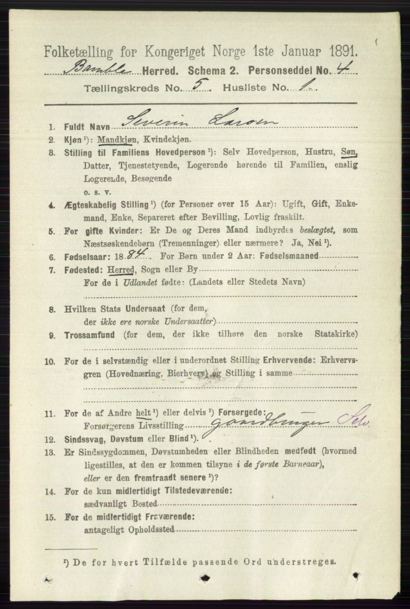 RA, 1891 census for 0814 Bamble, 1891, p. 2247