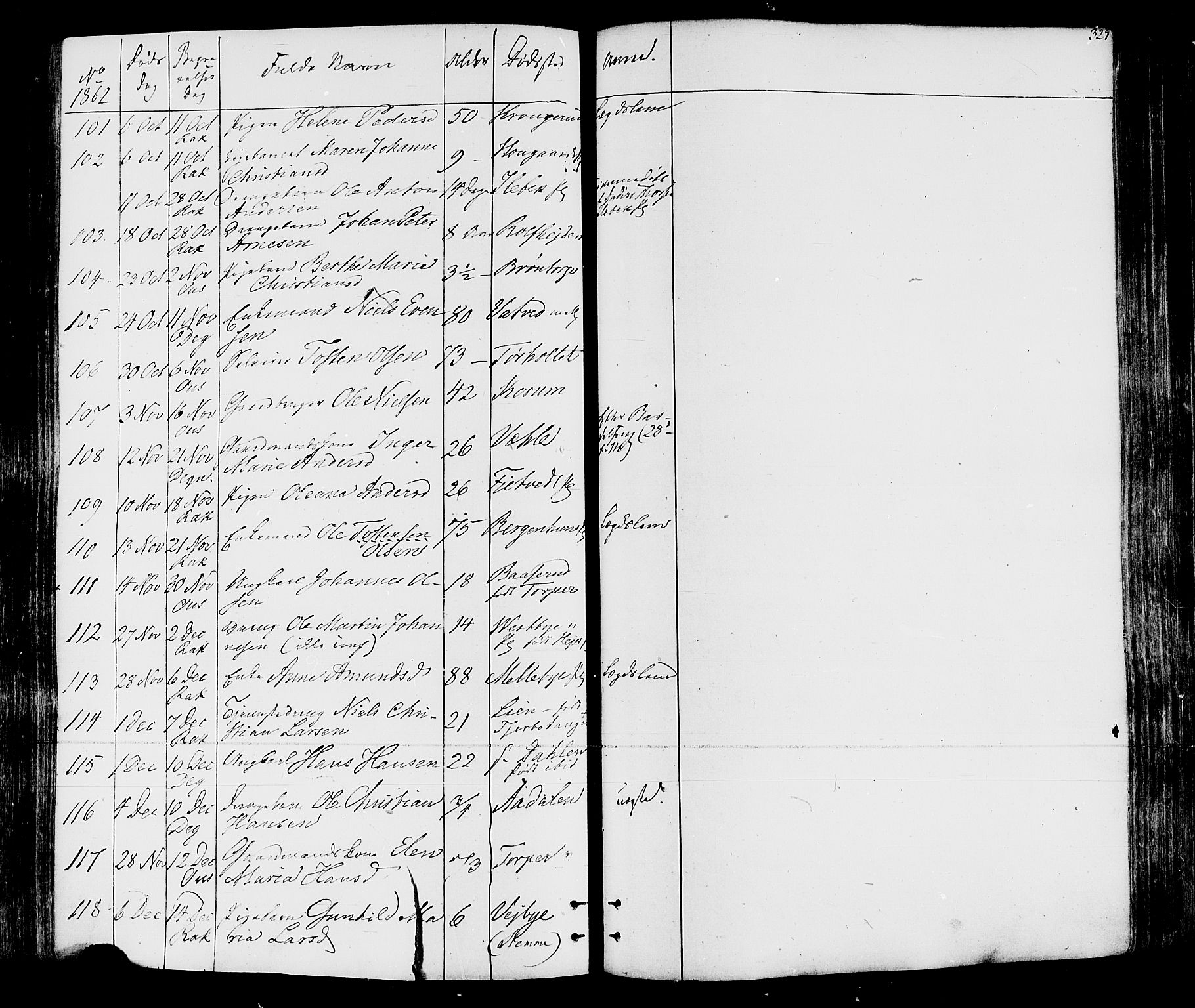 Rakkestad prestekontor Kirkebøker, SAO/A-2008/F/Fa/L0011: Parish register (official) no. I 11, 1862-1877, p. 325