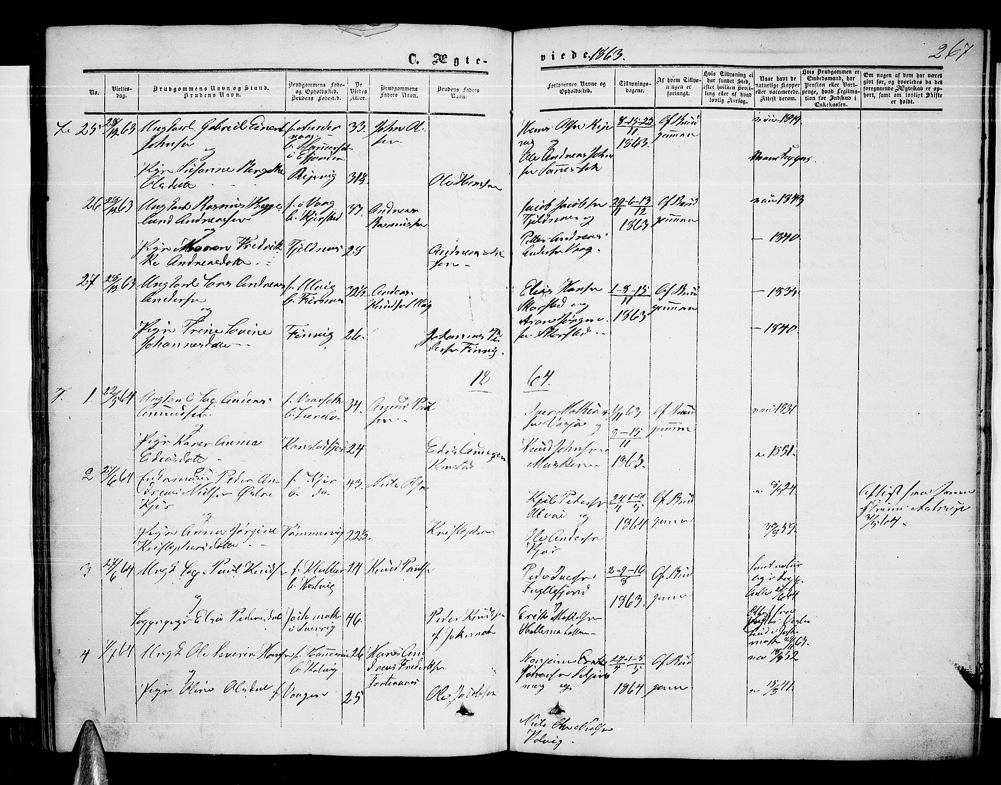 Ministerialprotokoller, klokkerbøker og fødselsregistre - Nordland, AV/SAT-A-1459/872/L1046: Parish register (copy) no. 872C02, 1852-1879, p. 267