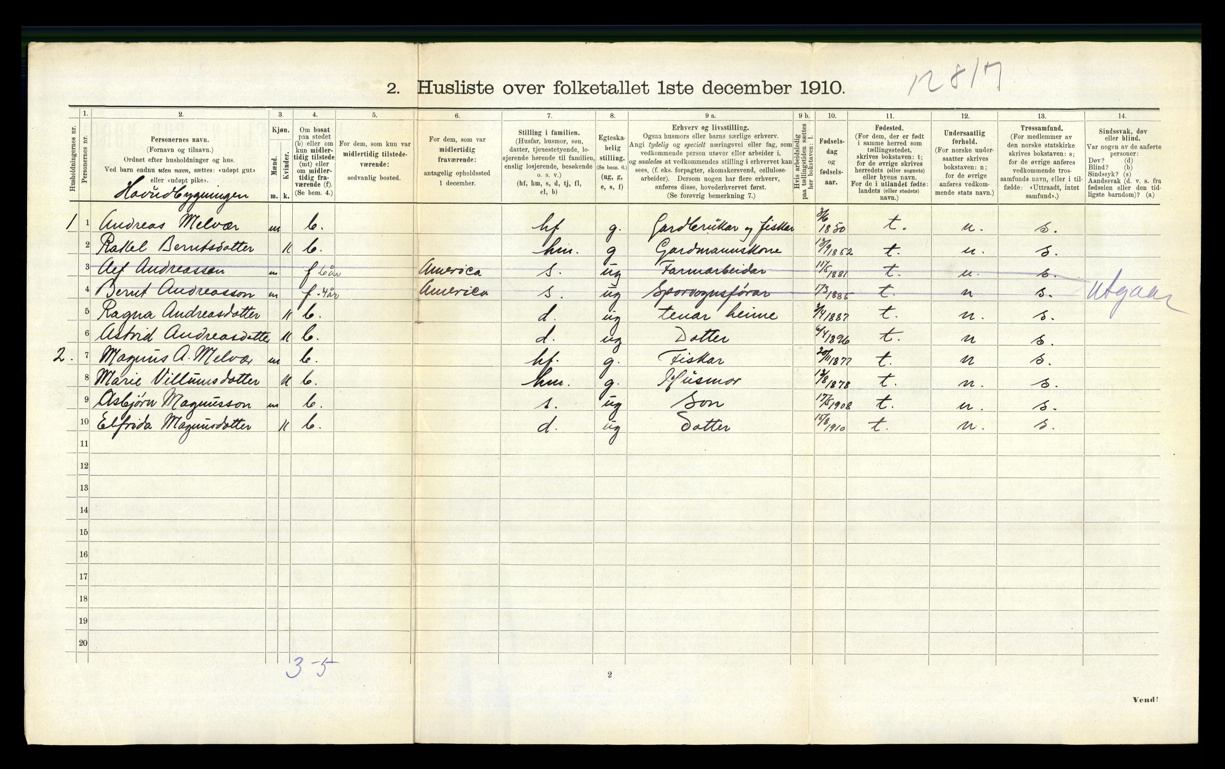 RA, 1910 census for Askvoll, 1910, p. 948