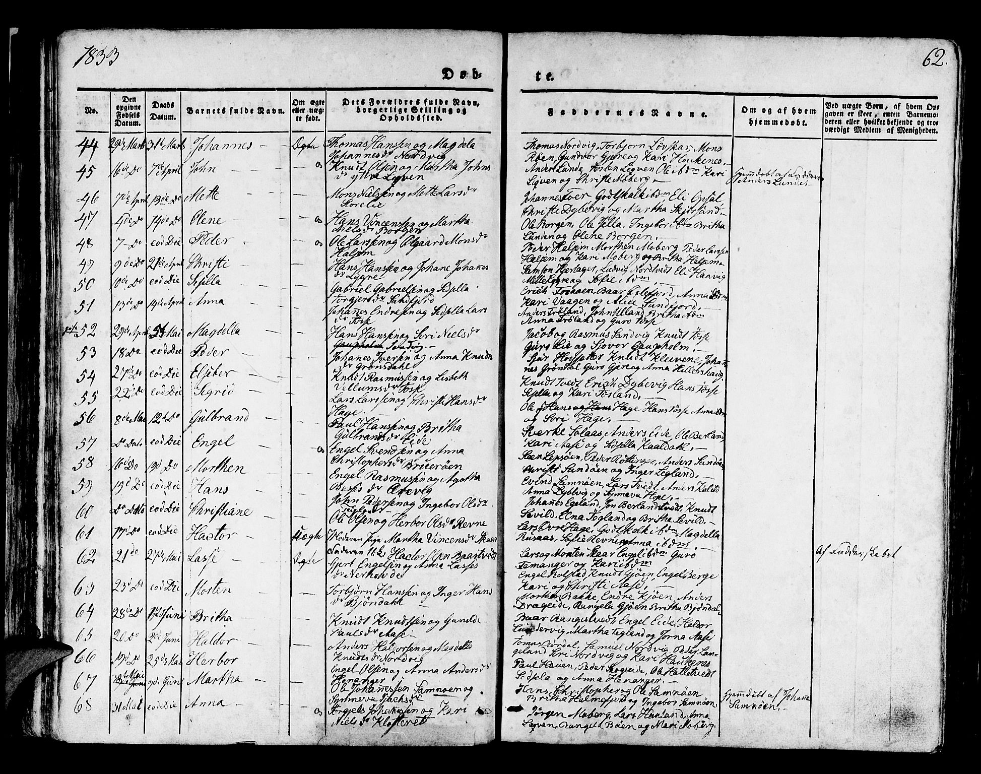 Os sokneprestembete, AV/SAB-A-99929: Parish register (official) no. A 14, 1826-1839, p. 62