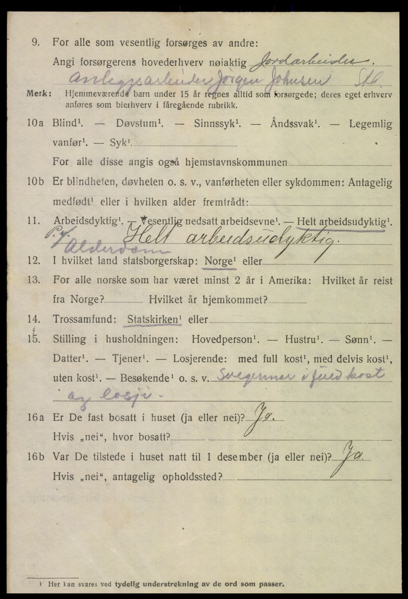 SAT, 1920 census for Steinkjer, 1920, p. 4083