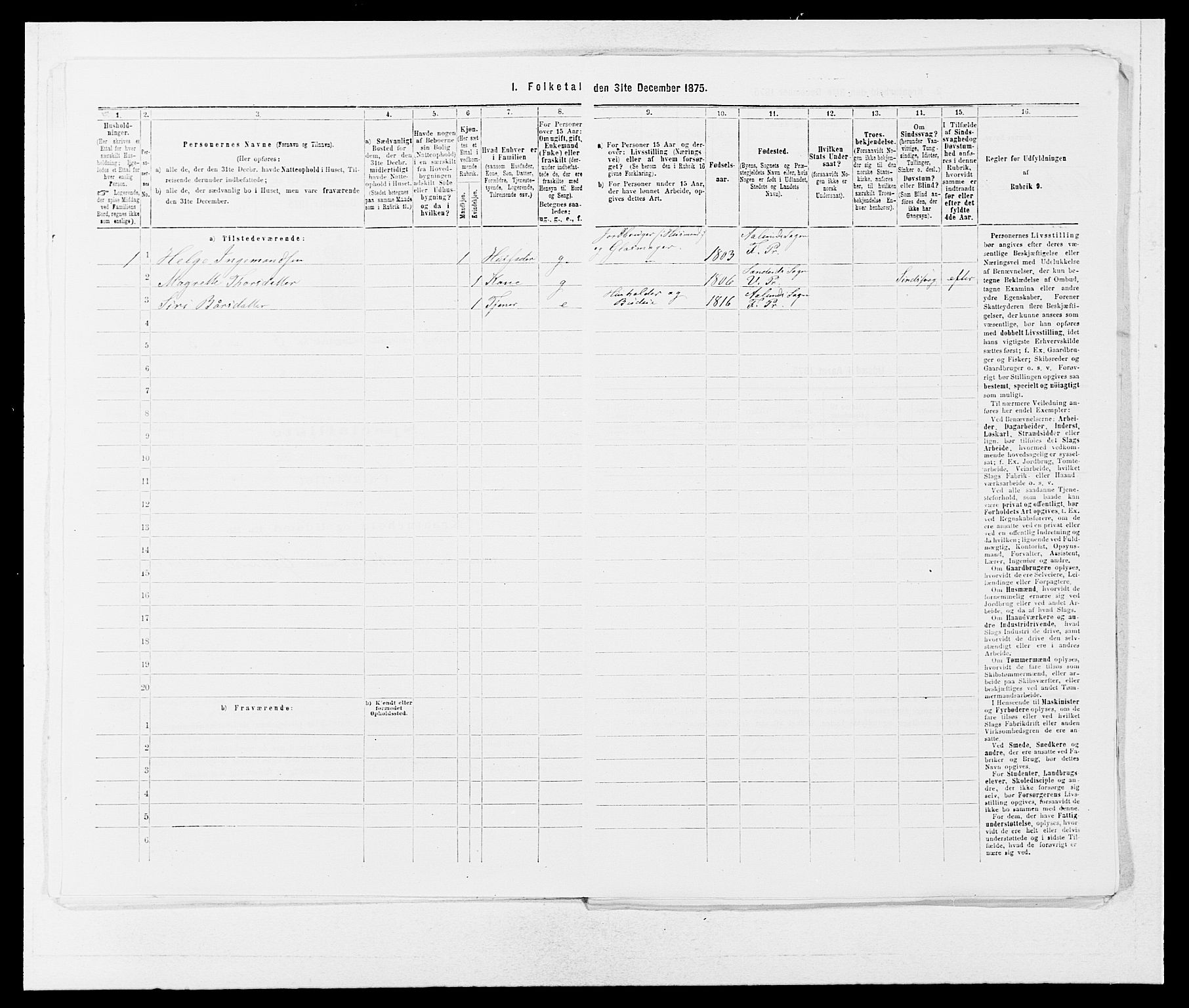 SAB, 1875 census for 1213P Fjelberg, 1875, p. 262