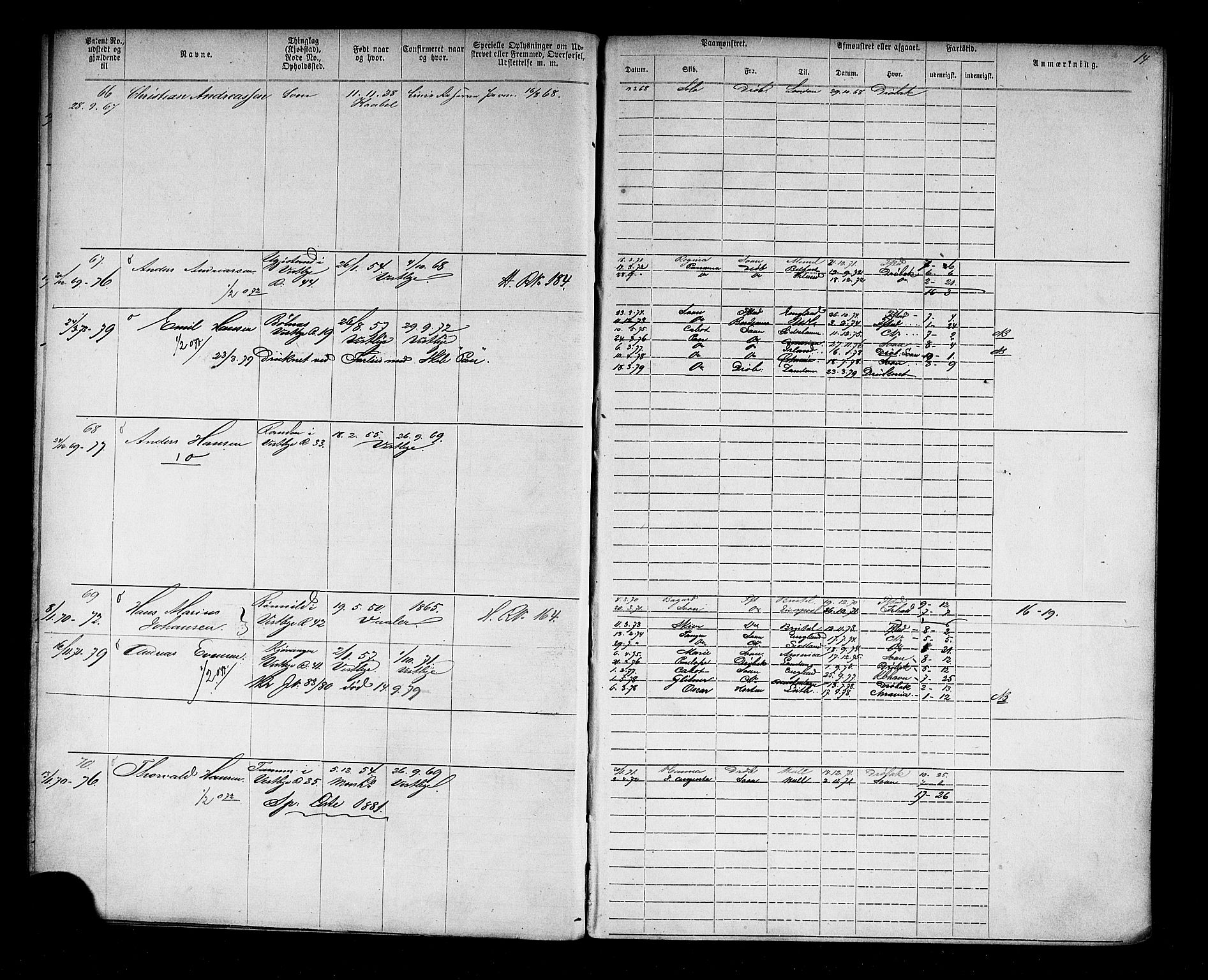 Son mønstringskontor, AV/SAO-A-10569e/F/Fc/Fca/L0004: Annotasjonsrulle, 1867-1883, p. 16