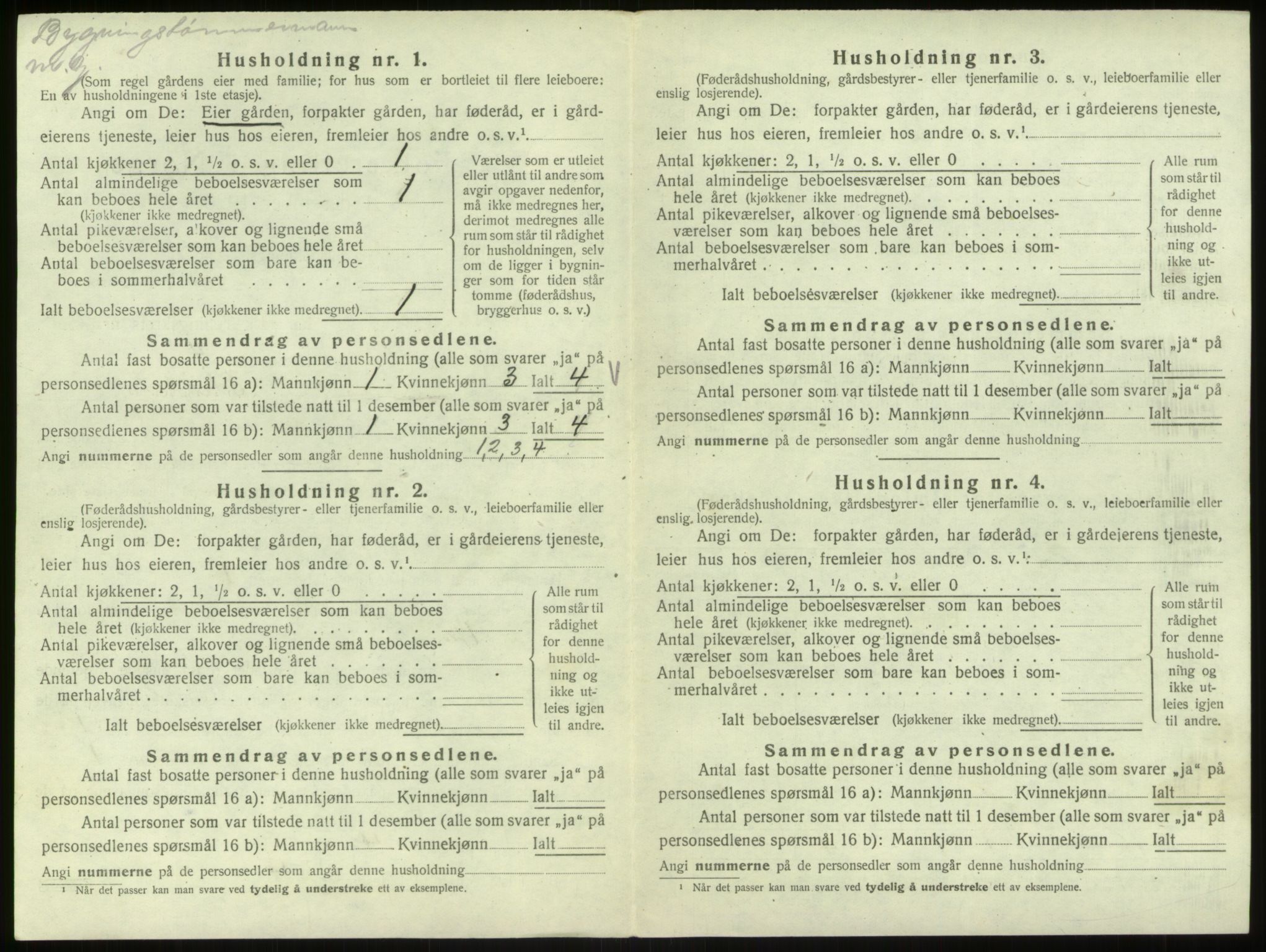 SAB, 1920 census for Hosanger, 1920, p. 616