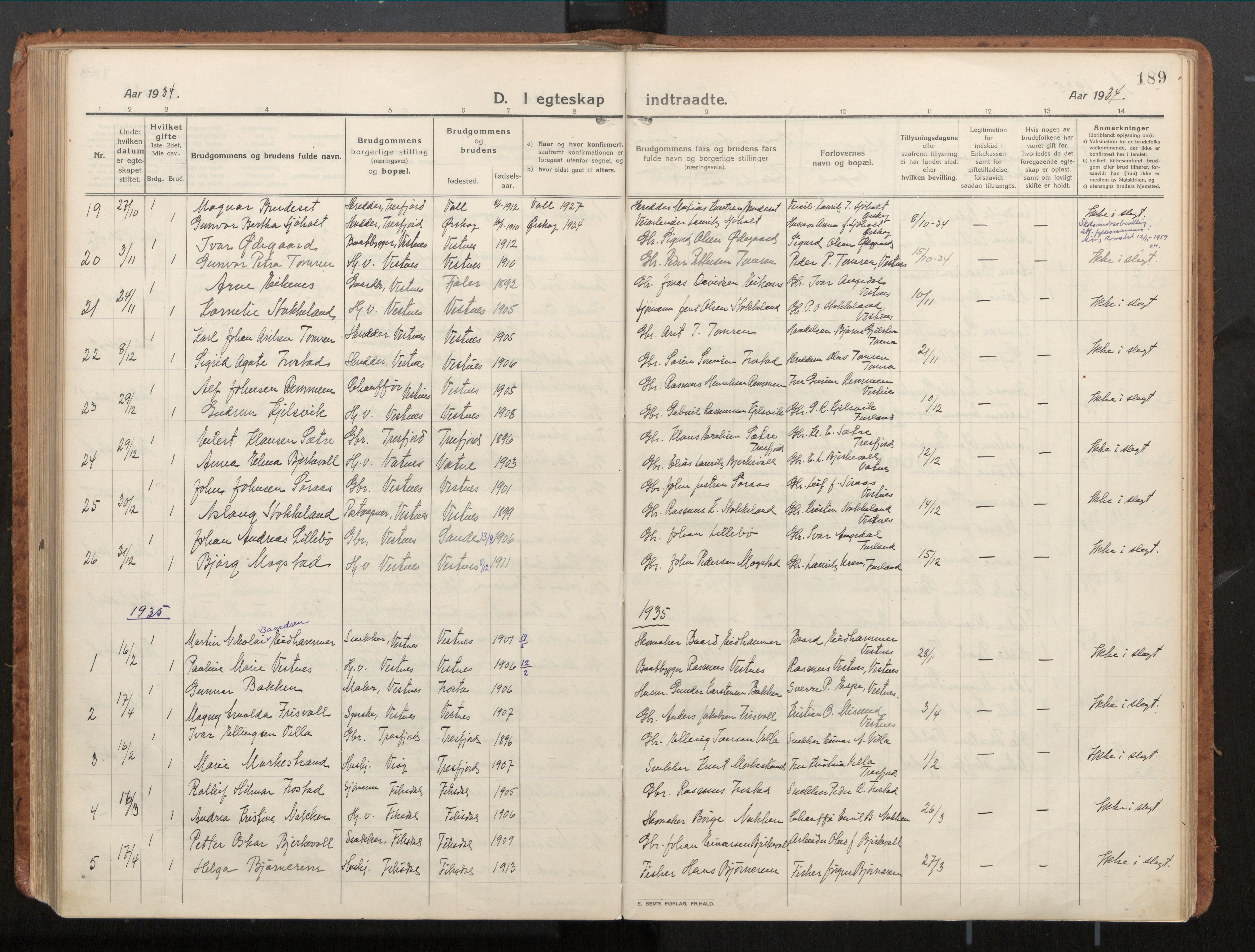 Ministerialprotokoller, klokkerbøker og fødselsregistre - Møre og Romsdal, AV/SAT-A-1454/539/L0534a: Parish register (official) no. 539A08, 1912-1935, p. 189