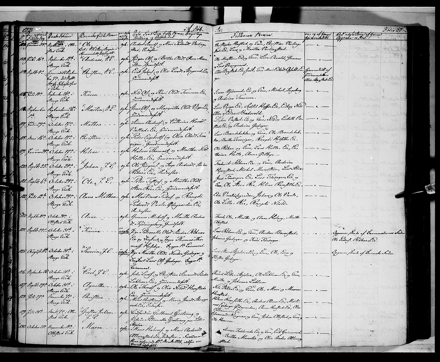 Stange prestekontor, AV/SAH-PREST-002/K/L0010: Parish register (official) no. 10, 1835-1845, p. 55