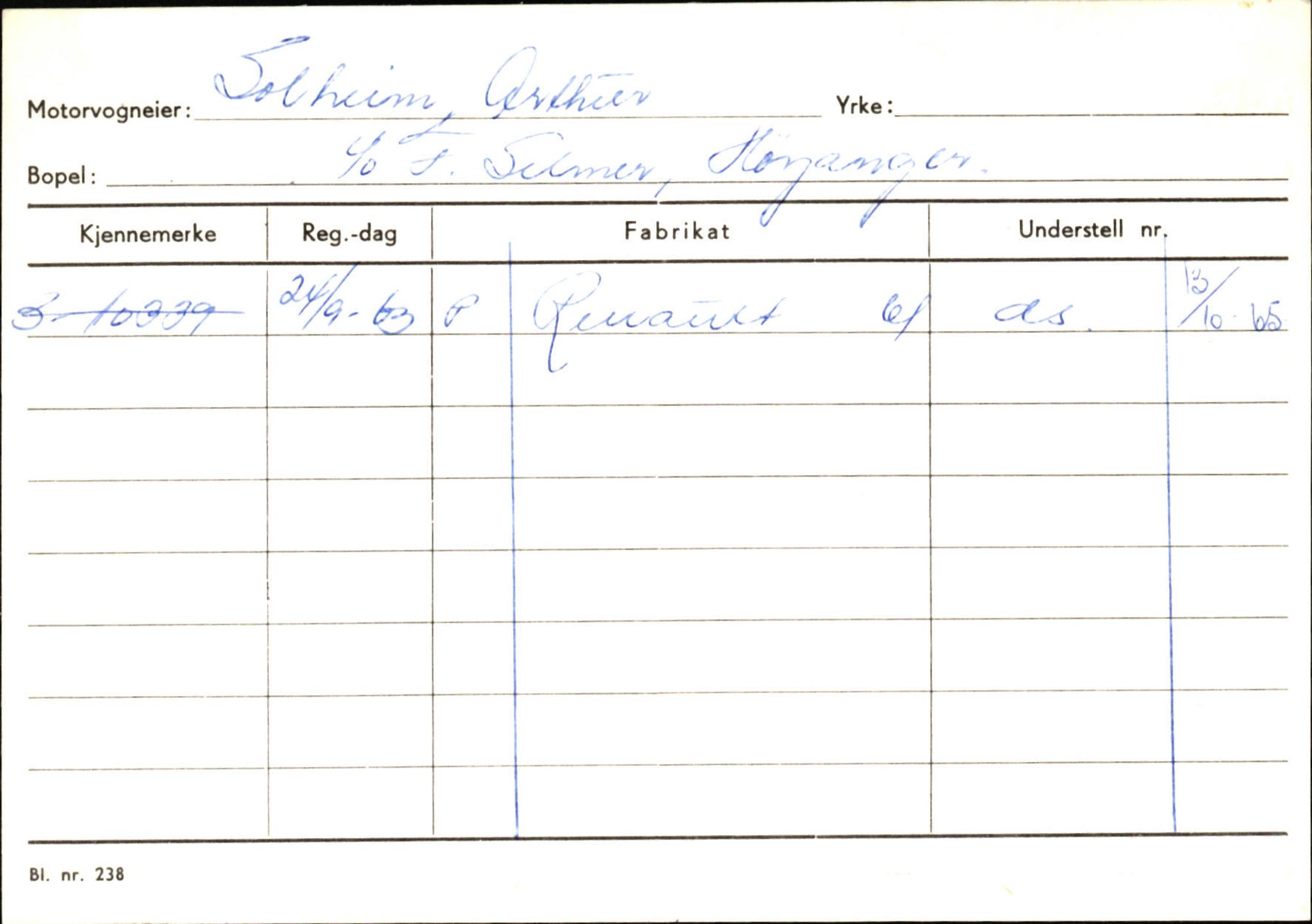 Statens vegvesen, Sogn og Fjordane vegkontor, AV/SAB-A-5301/4/F/L0131: Eigarregister Høyanger P-Å. Stryn S-Å, 1945-1975, p. 309