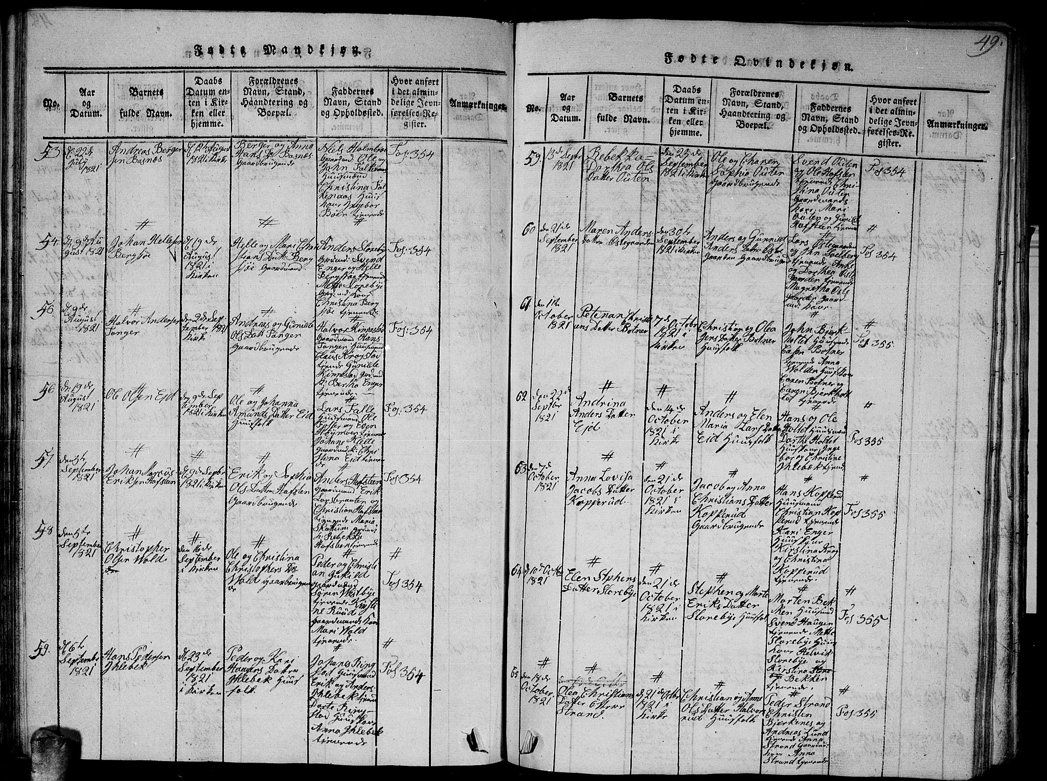 Høland prestekontor Kirkebøker, AV/SAO-A-10346a/G/Ga/L0001: Parish register (copy) no. I 1, 1814-1827, p. 49