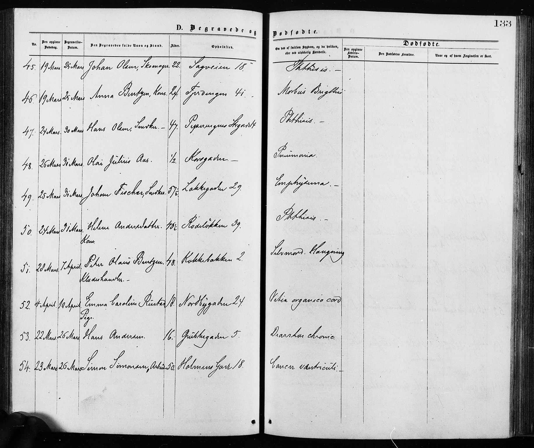 Krohgstøtten sykehusprest Kirkebøker, AV/SAO-A-10854/F/Fa/L0002: Parish register (official) no. 2, 1873-1932, p. 133