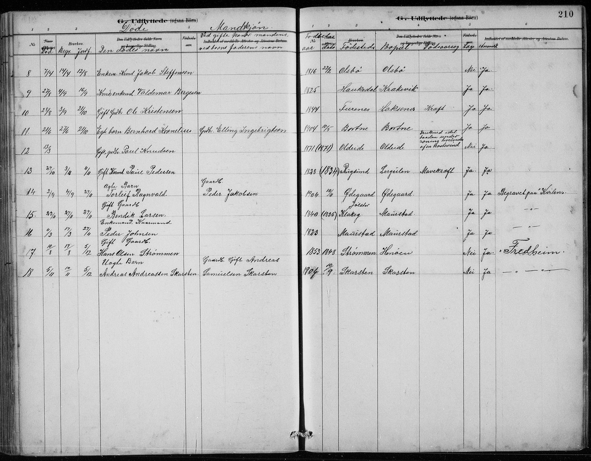 Davik sokneprestembete, AV/SAB-A-79701/H/Hab/Habc/L0002: Parish register (copy) no. C 2, 1889-1906, p. 210