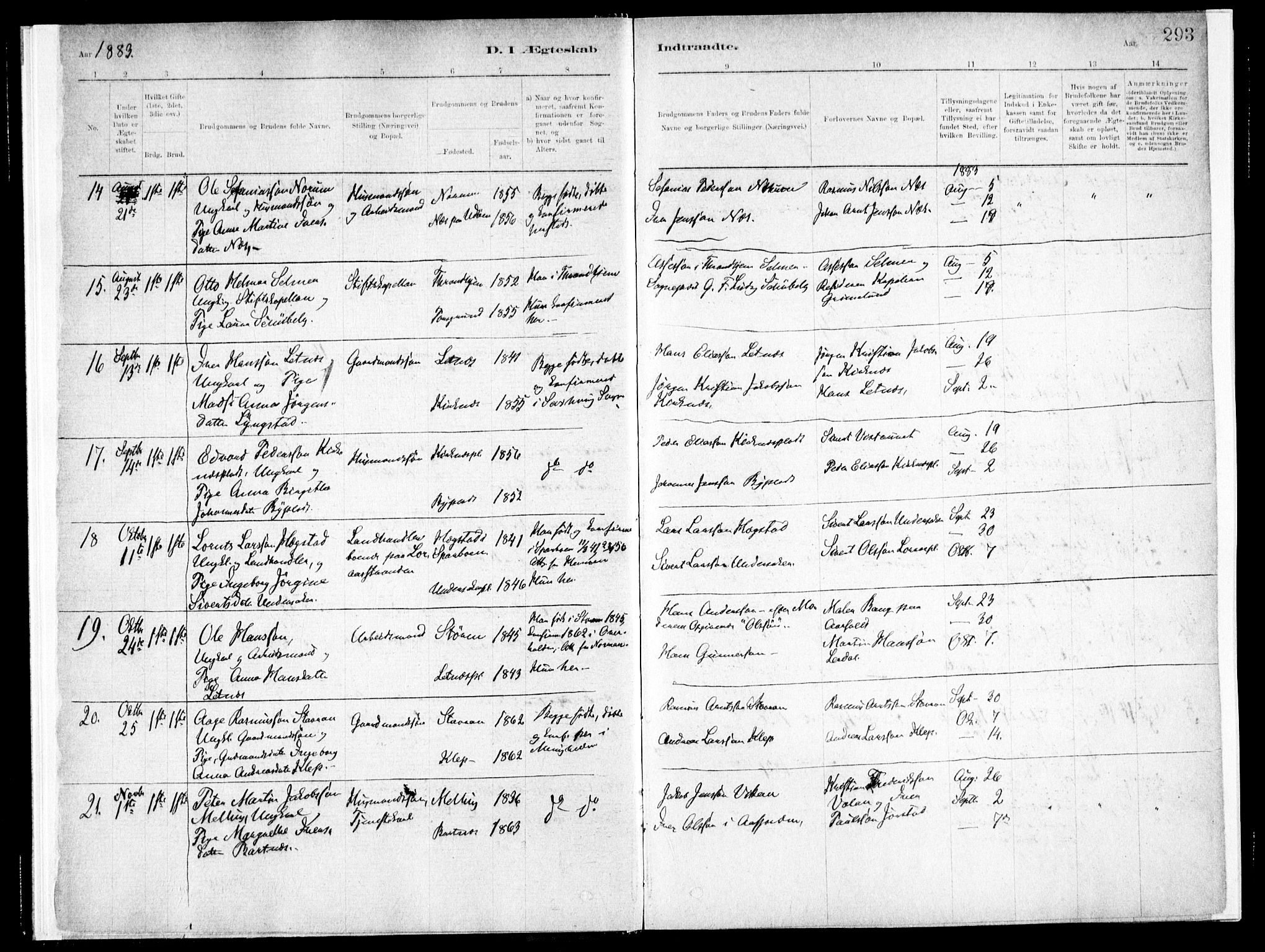 Ministerialprotokoller, klokkerbøker og fødselsregistre - Nord-Trøndelag, SAT/A-1458/730/L0285: Parish register (official) no. 730A10, 1879-1914, p. 293
