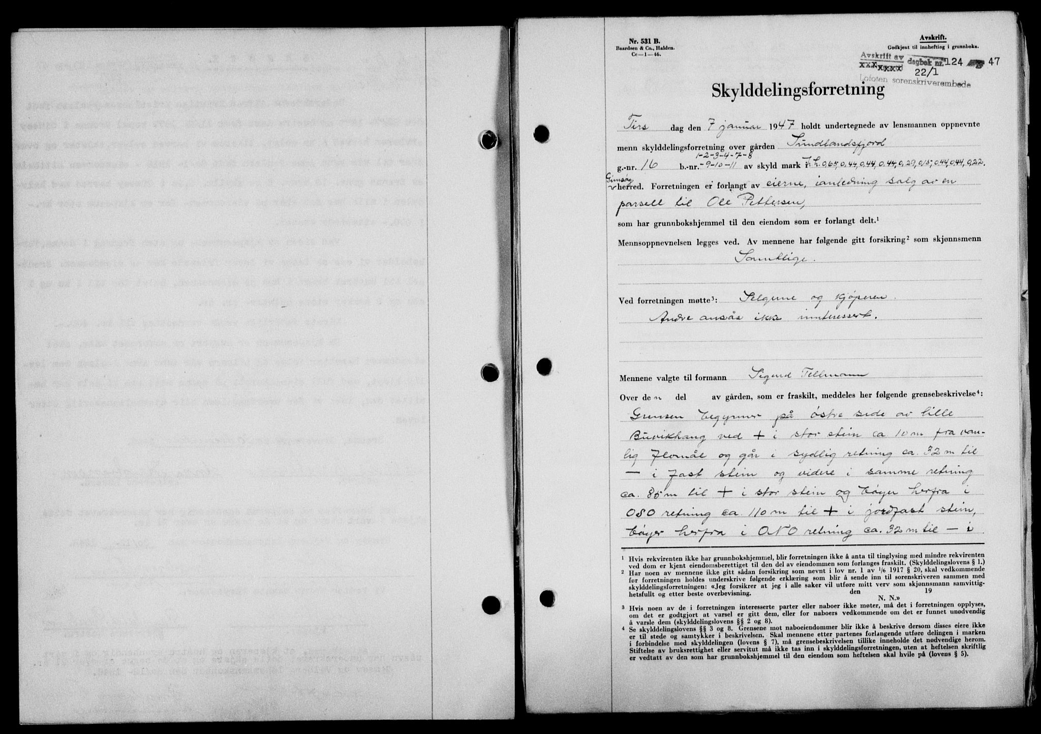 Lofoten sorenskriveri, SAT/A-0017/1/2/2C/L0015a: Mortgage book no. 15a, 1946-1947, Diary no: : 124/1947