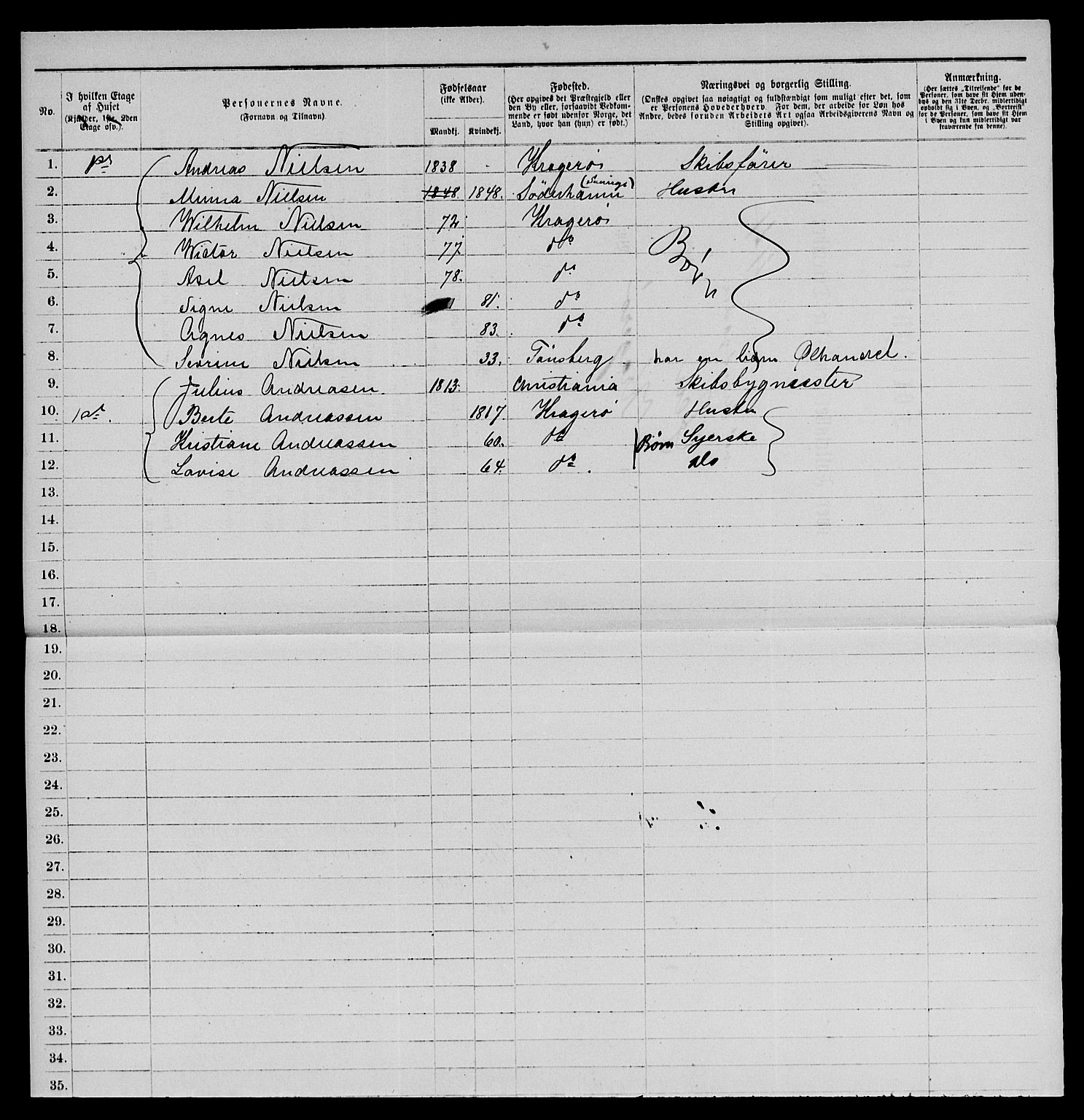 SAKO, 1885 census for 0801 Kragerø, 1885, p. 547