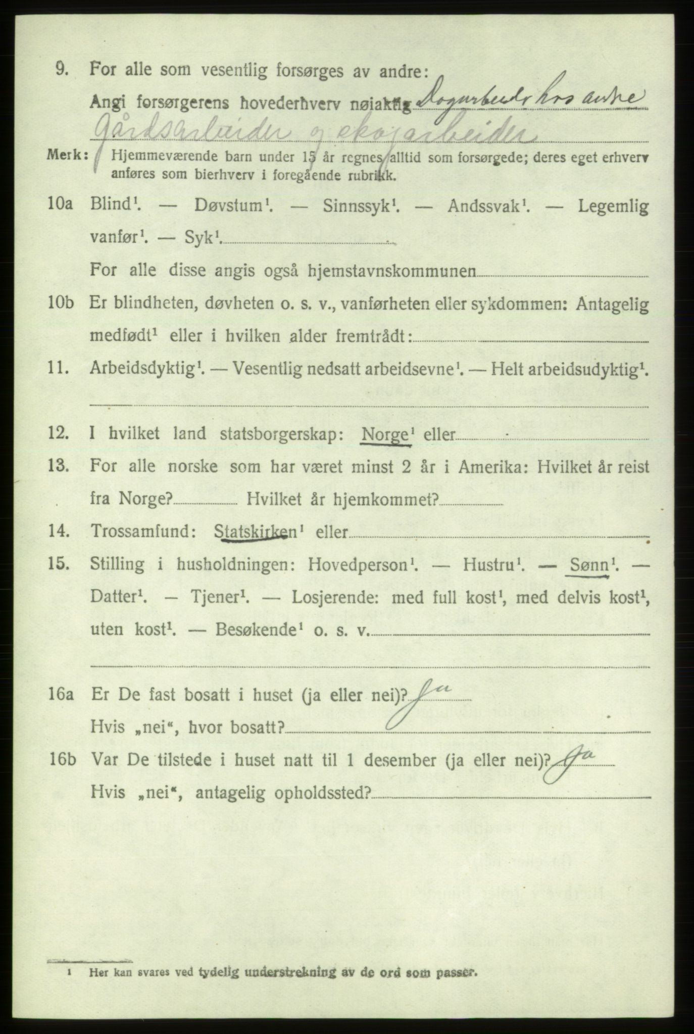 SAB, 1920 census for Stord, 1920, p. 3068