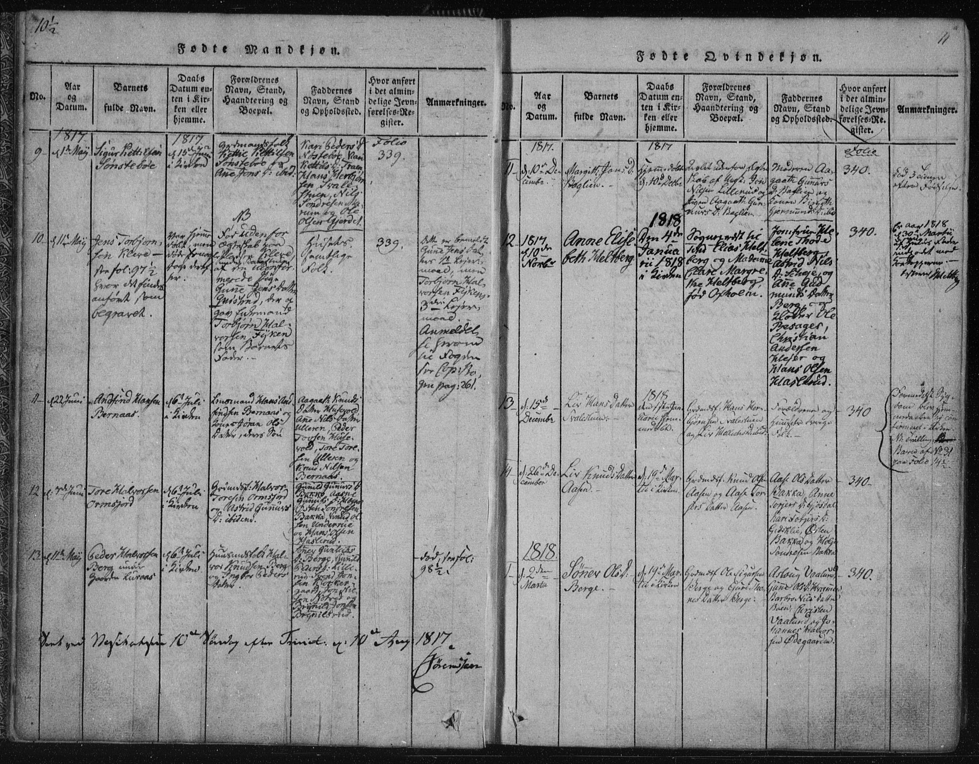 Tinn kirkebøker, AV/SAKO-A-308/F/Fa/L0004: Parish register (official) no. I 4, 1815-1843, p. 10b-11a