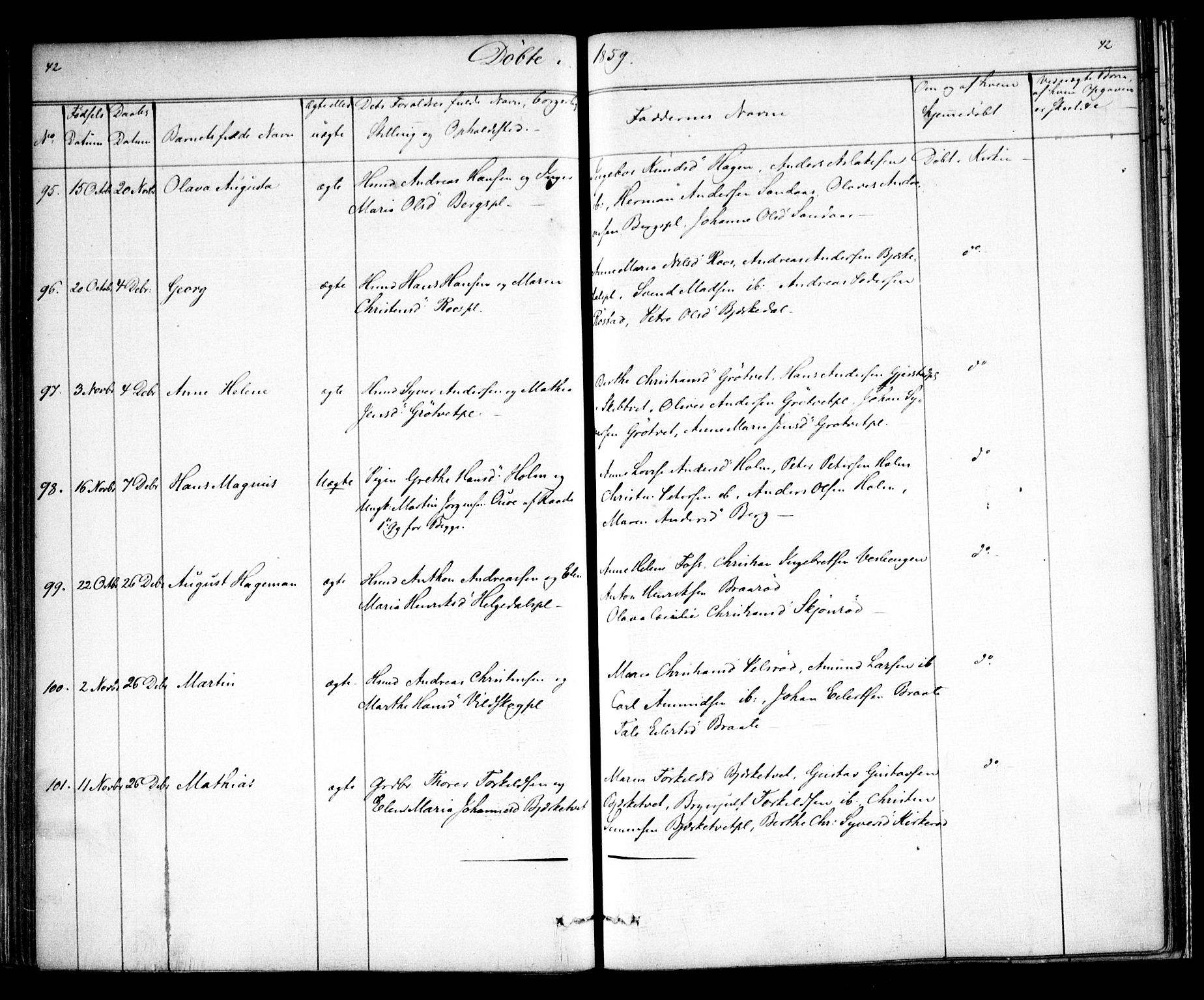 Våler prestekontor Kirkebøker, AV/SAO-A-11083/F/Fa/L0007: Parish register (official) no. I 7, 1856-1861, p. 42