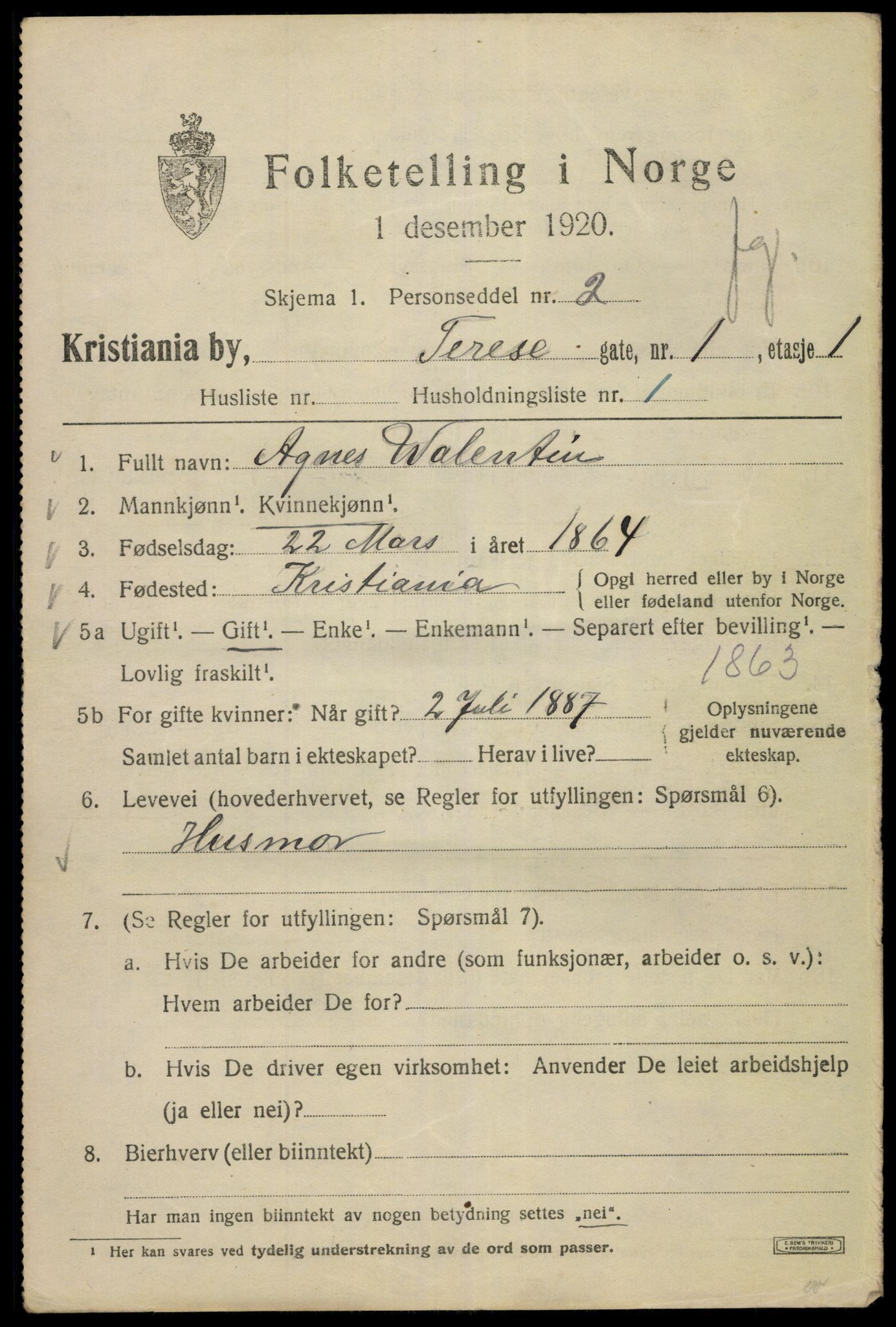 SAO, 1920 census for Kristiania, 1920, p. 565655