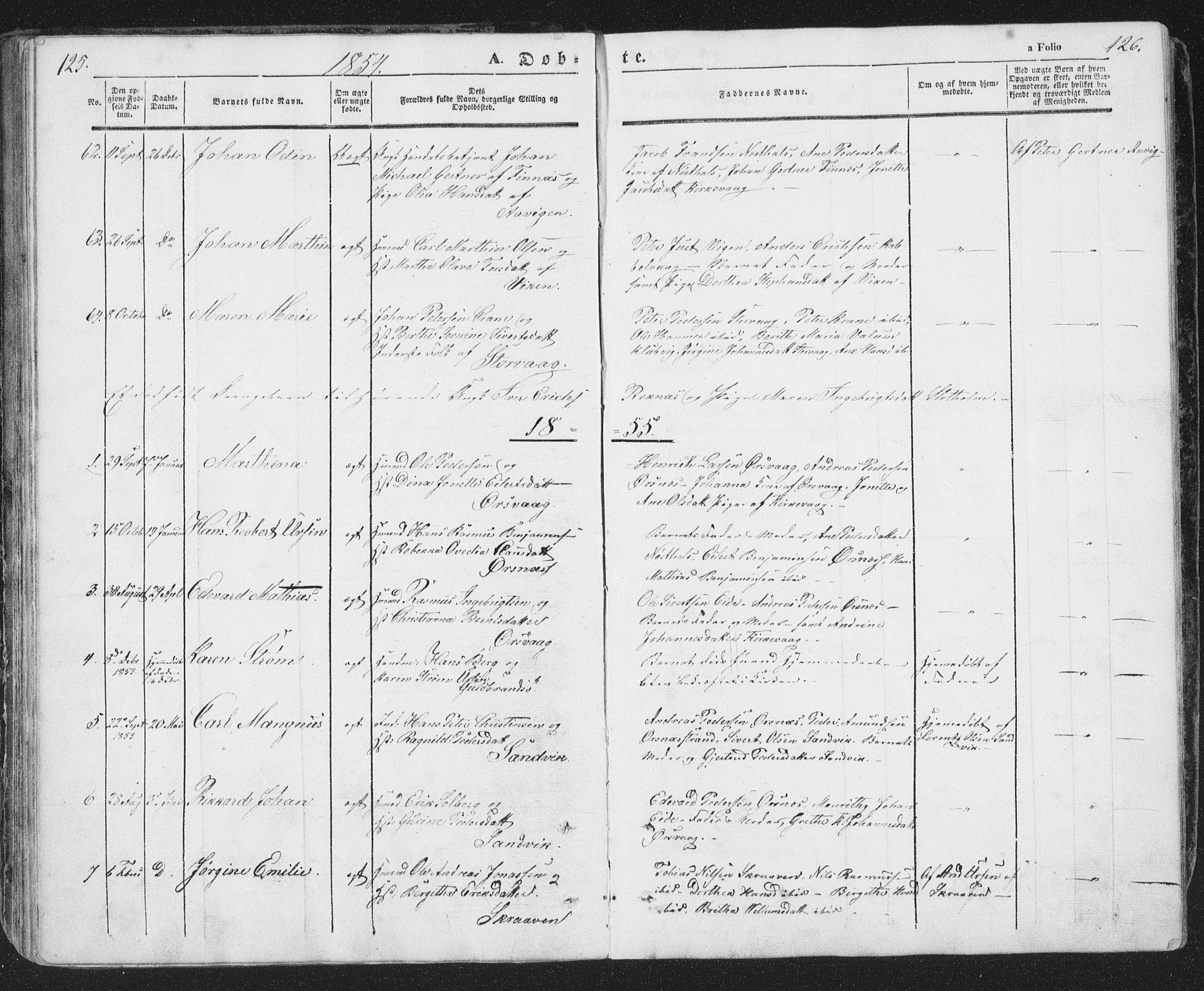 Ministerialprotokoller, klokkerbøker og fødselsregistre - Nordland, SAT/A-1459/874/L1072: Parish register (copy) no. 874C01, 1843-1859, p. 125-126