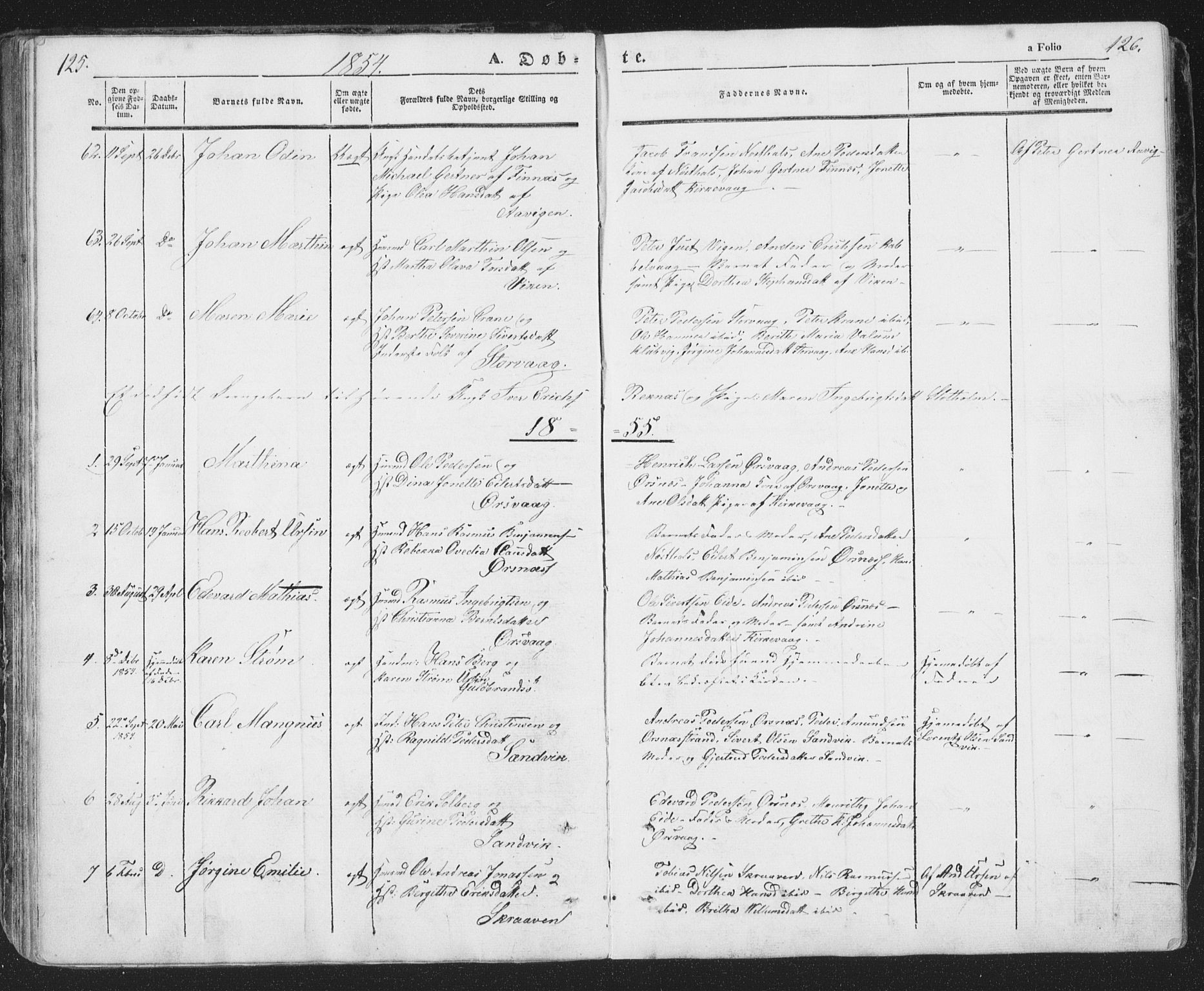 Ministerialprotokoller, klokkerbøker og fødselsregistre - Nordland, AV/SAT-A-1459/874/L1072: Parish register (copy) no. 874C01, 1843-1859, p. 125-126