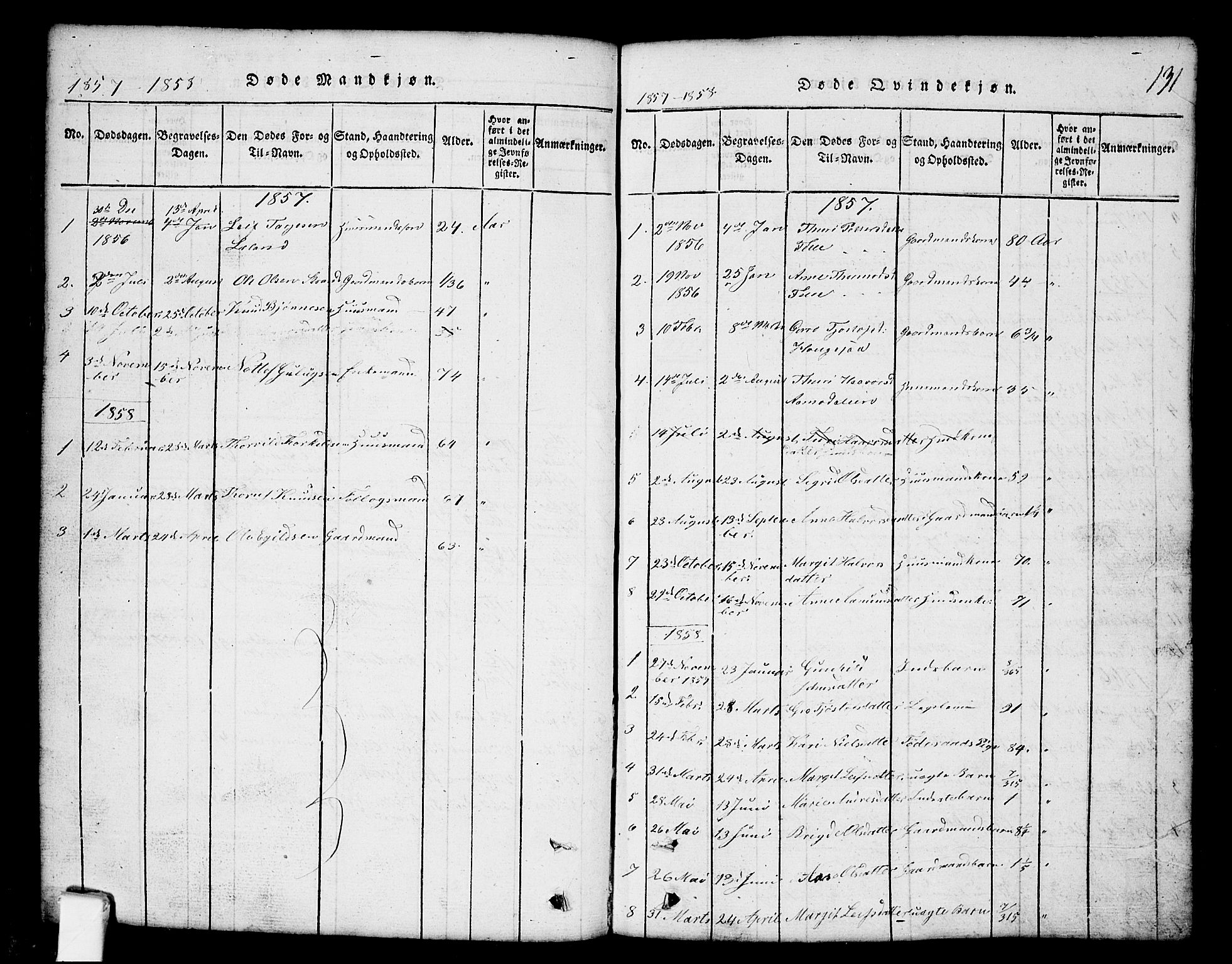 Nissedal kirkebøker, SAKO/A-288/G/Gb/L0001: Parish register (copy) no. II 1, 1814-1862, p. 131