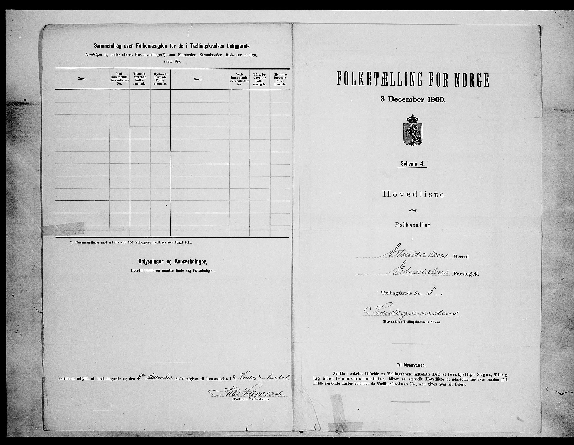 SAH, 1900 census for Etnedal, 1900, p. 21