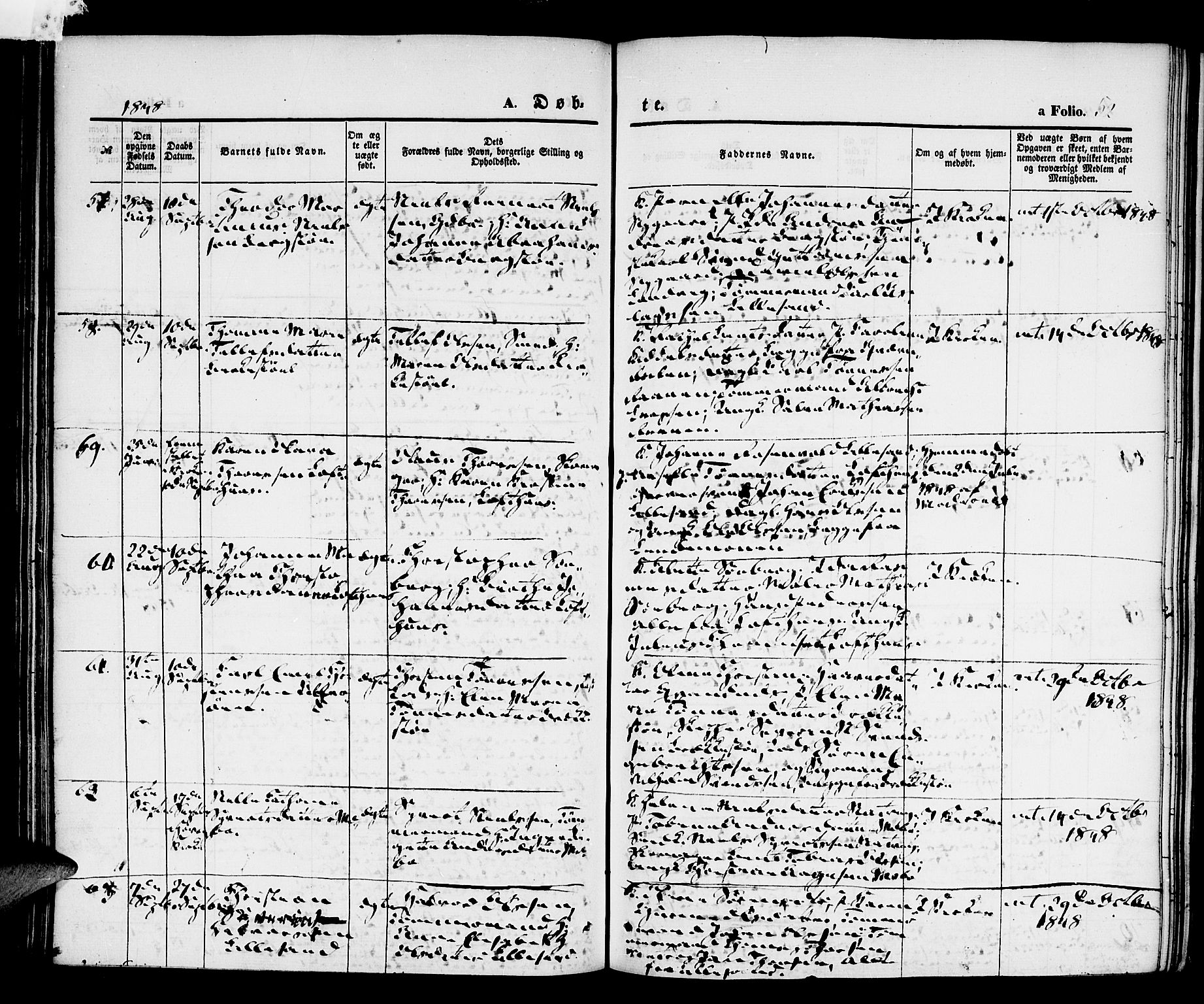 Vestre Moland sokneprestkontor, AV/SAK-1111-0046/F/Fa/Fab/L0005: Parish register (official) no. A 5, 1841-1849, p. 52