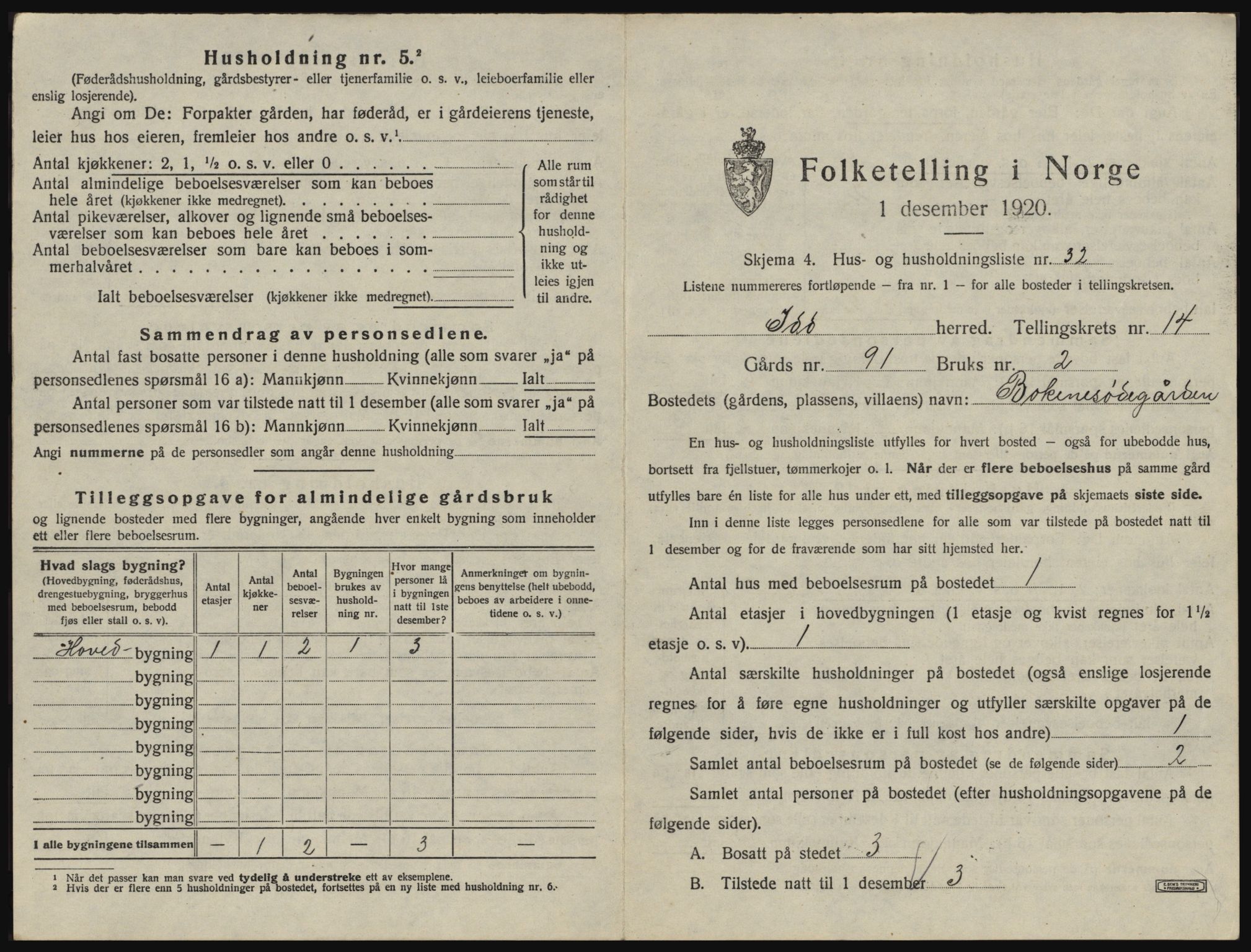 SAO, 1920 census for Idd, 1920, p. 1920