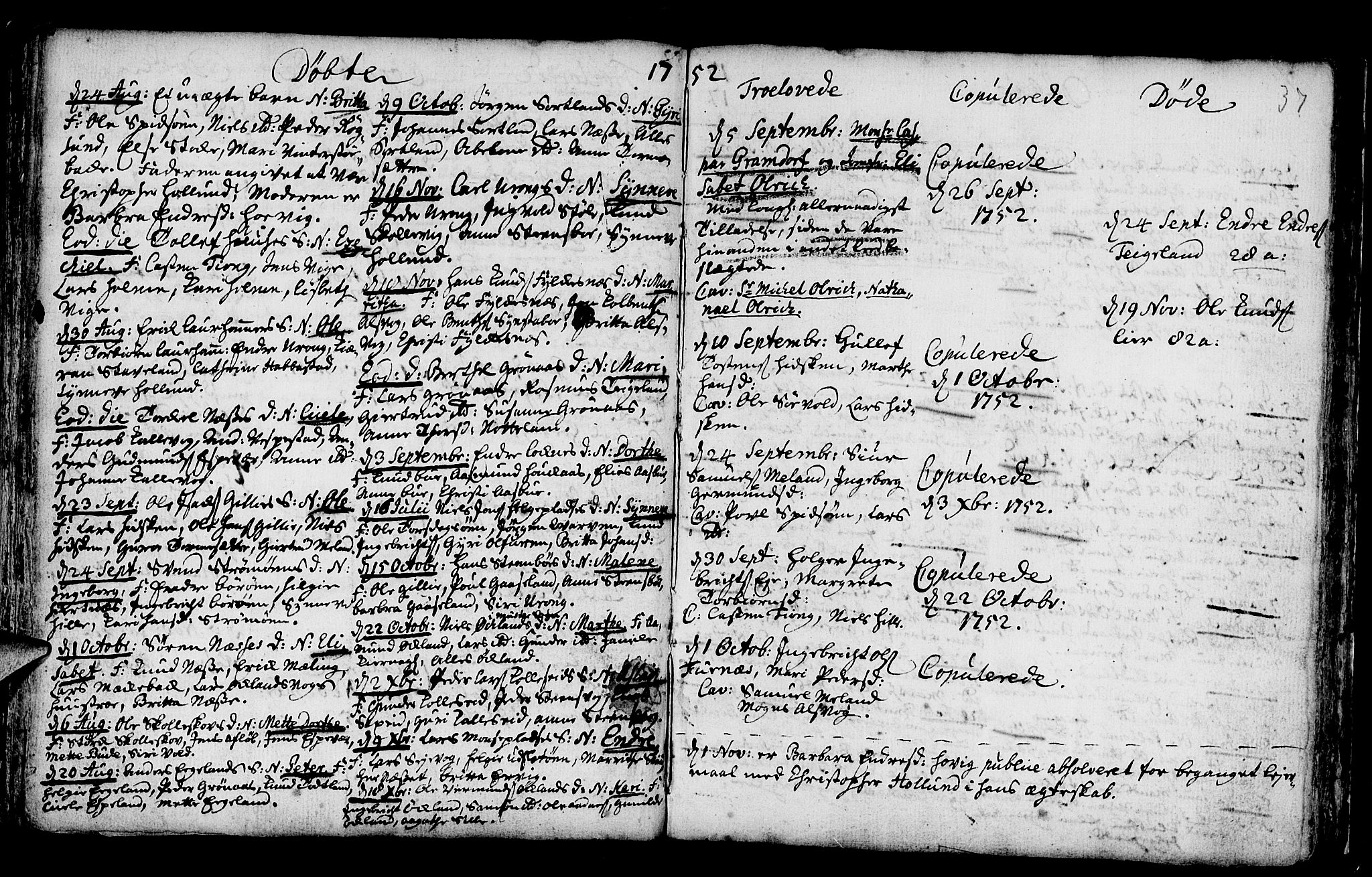 Finnås sokneprestembete, AV/SAB-A-99925/H/Ha/Haa/Haaa/L0002: Parish register (official) no. A 2, 1744-1764, p. 37