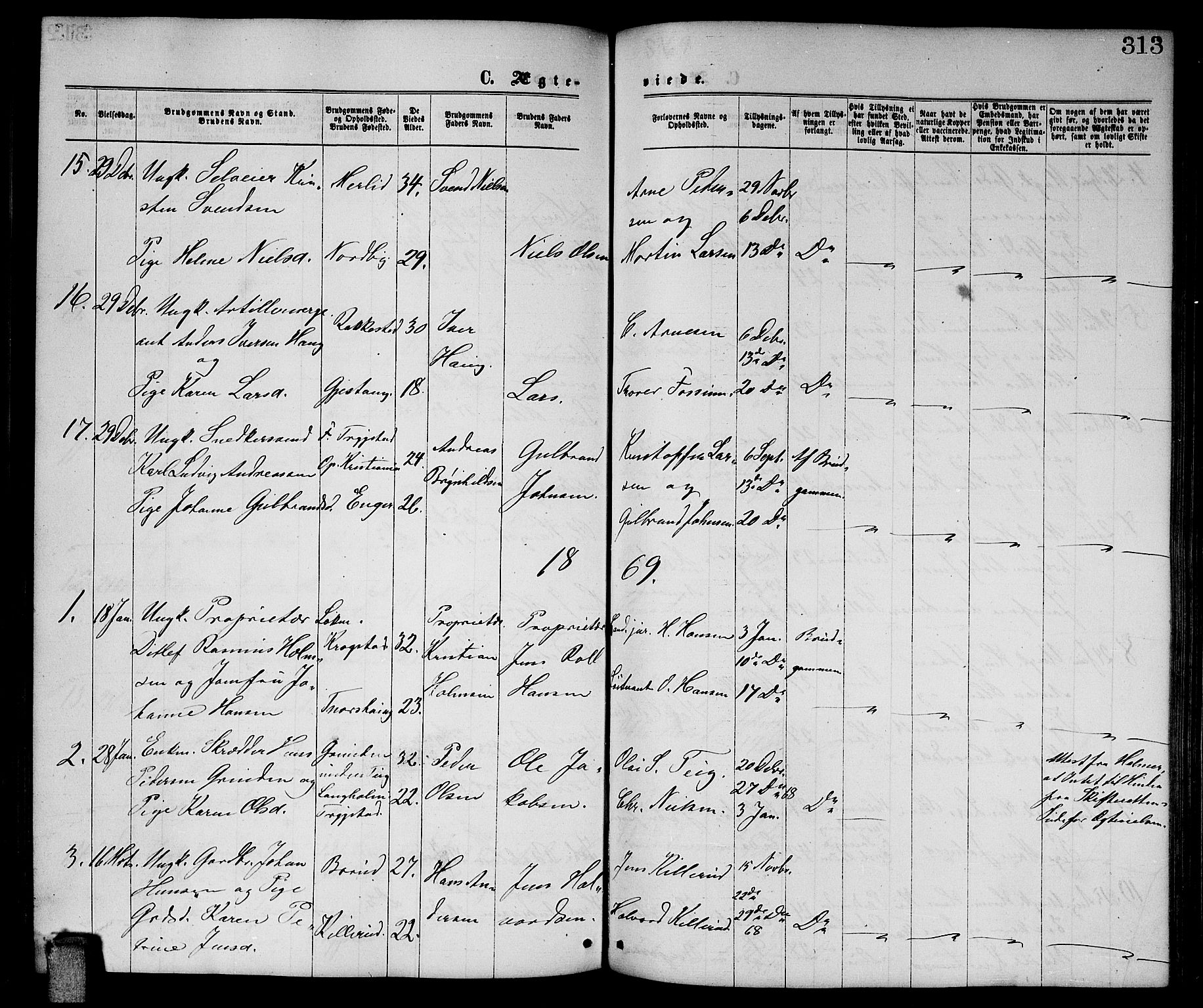 Enebakk prestekontor Kirkebøker, SAO/A-10171c/G/Ga/L0005: Parish register (copy) no. I 5, 1867-1888, p. 313