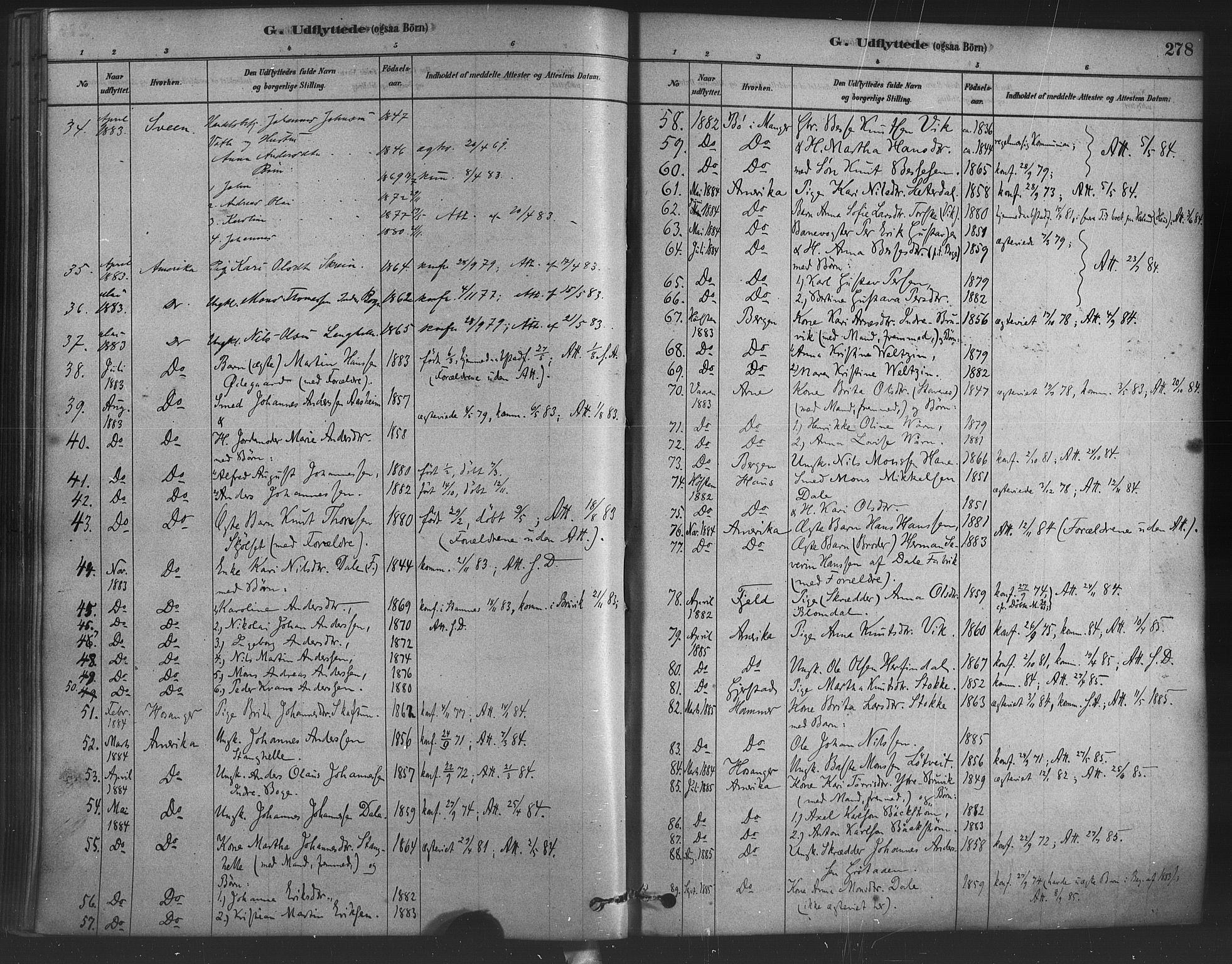 Bruvik Sokneprestembete, SAB/A-74701/H/Haa: Parish register (official) no. B 1, 1878-1904, p. 278