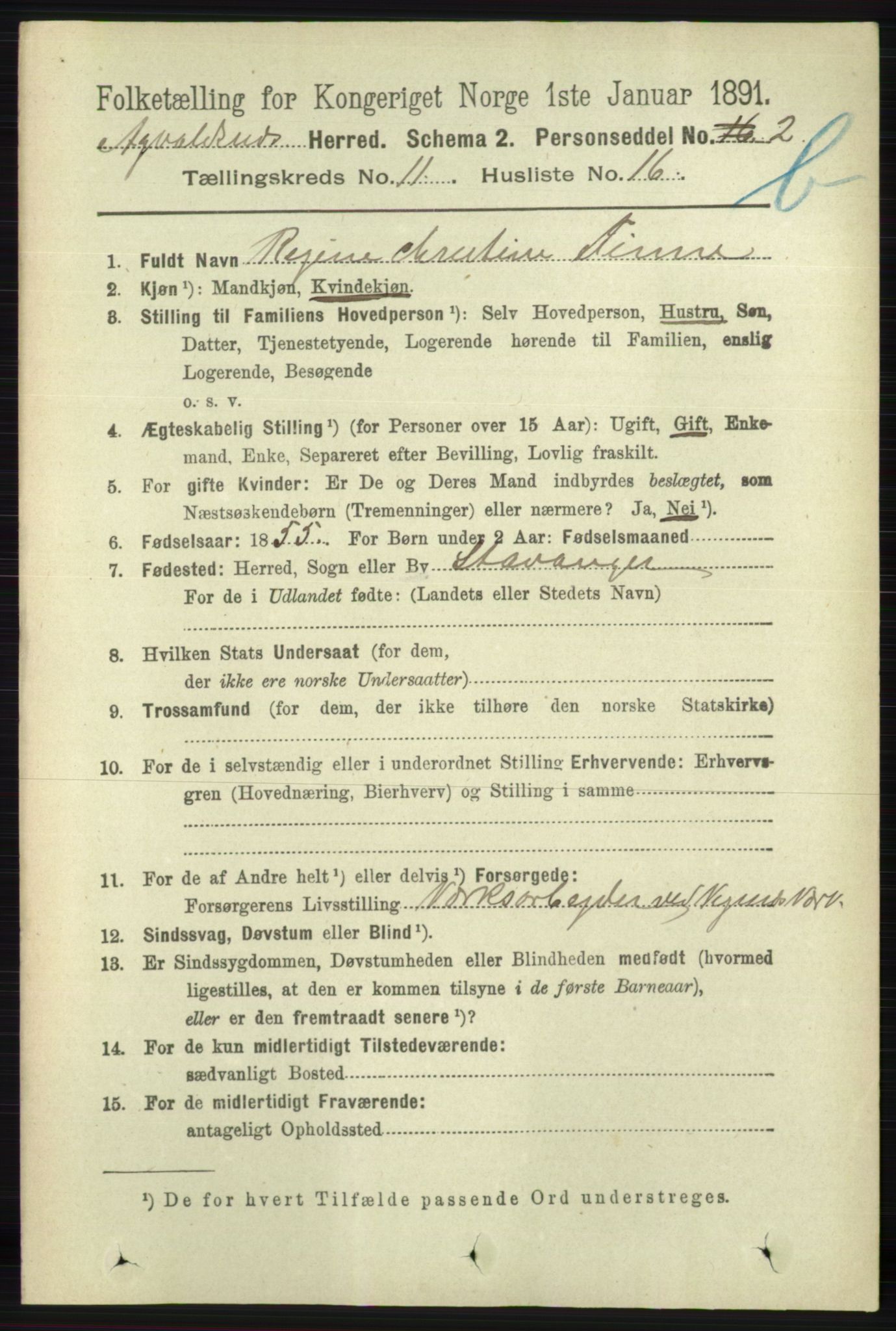 RA, 1891 census for 1147 Avaldsnes, 1891, p. 6420