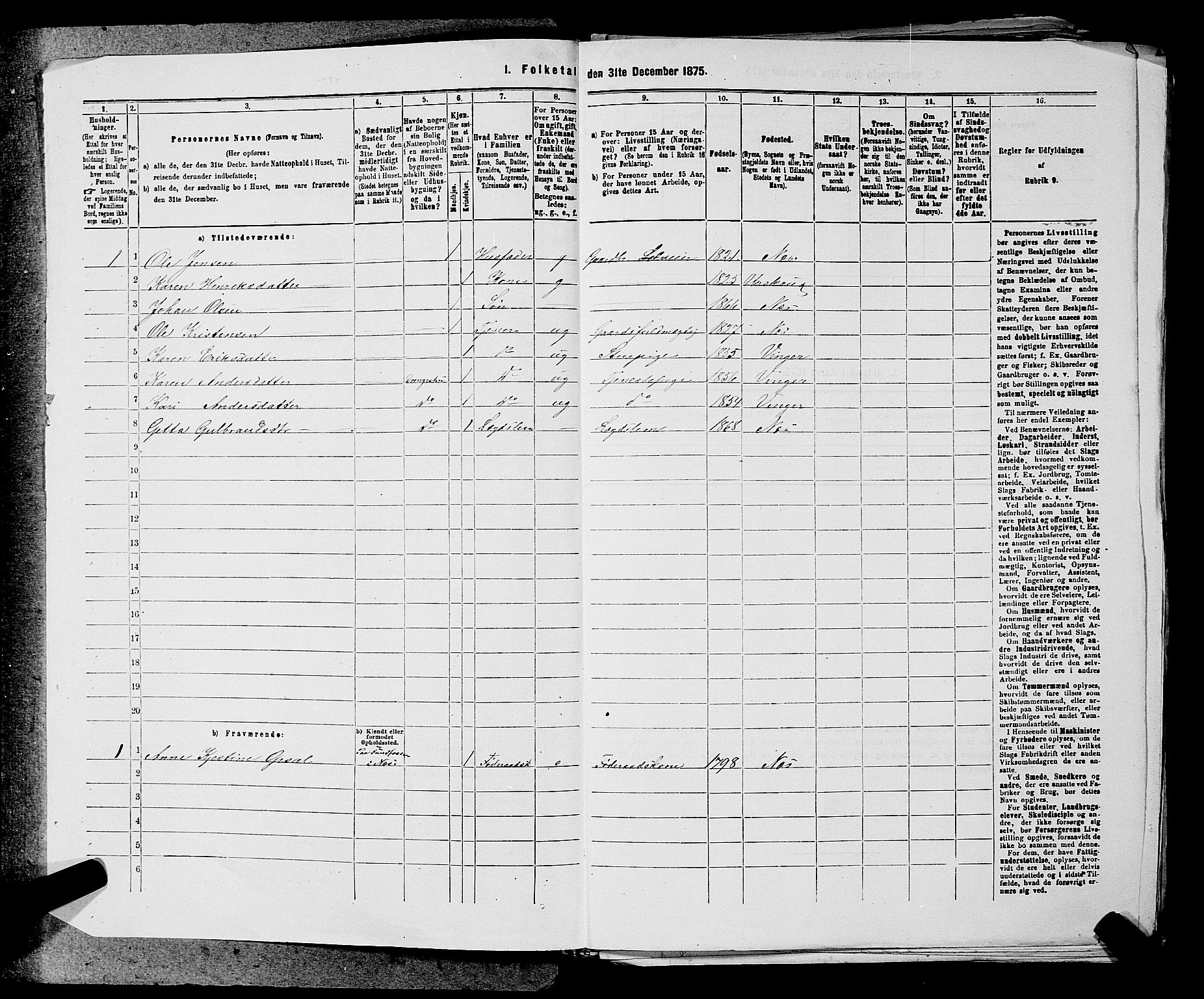 RA, 1875 census for 0236P Nes, 1875, p. 1230