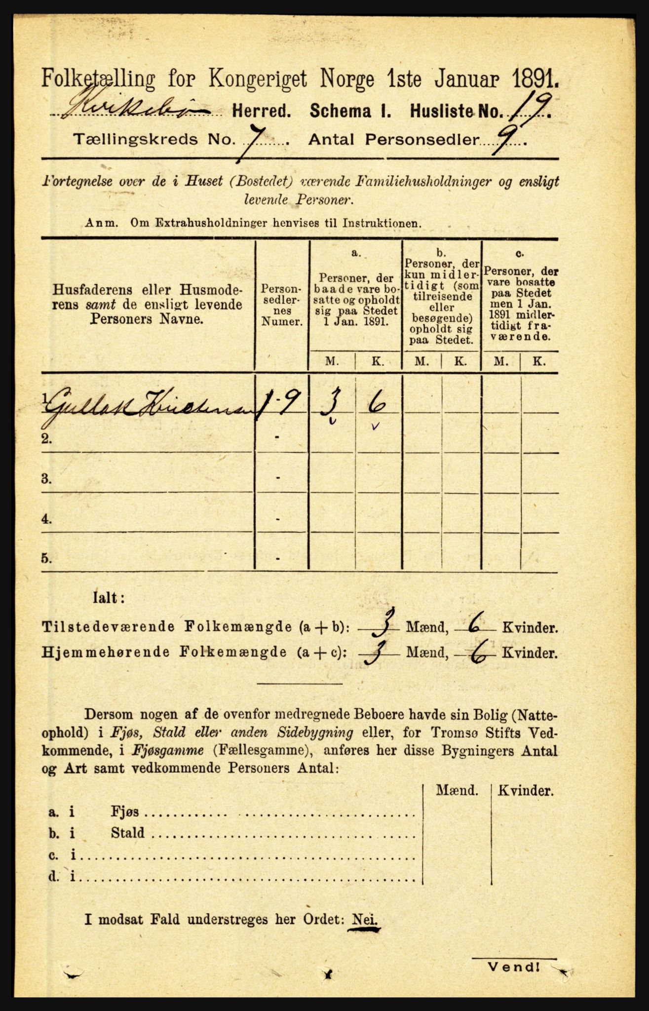 RA, 1891 census for 1416 Kyrkjebø, 1891, p. 1824