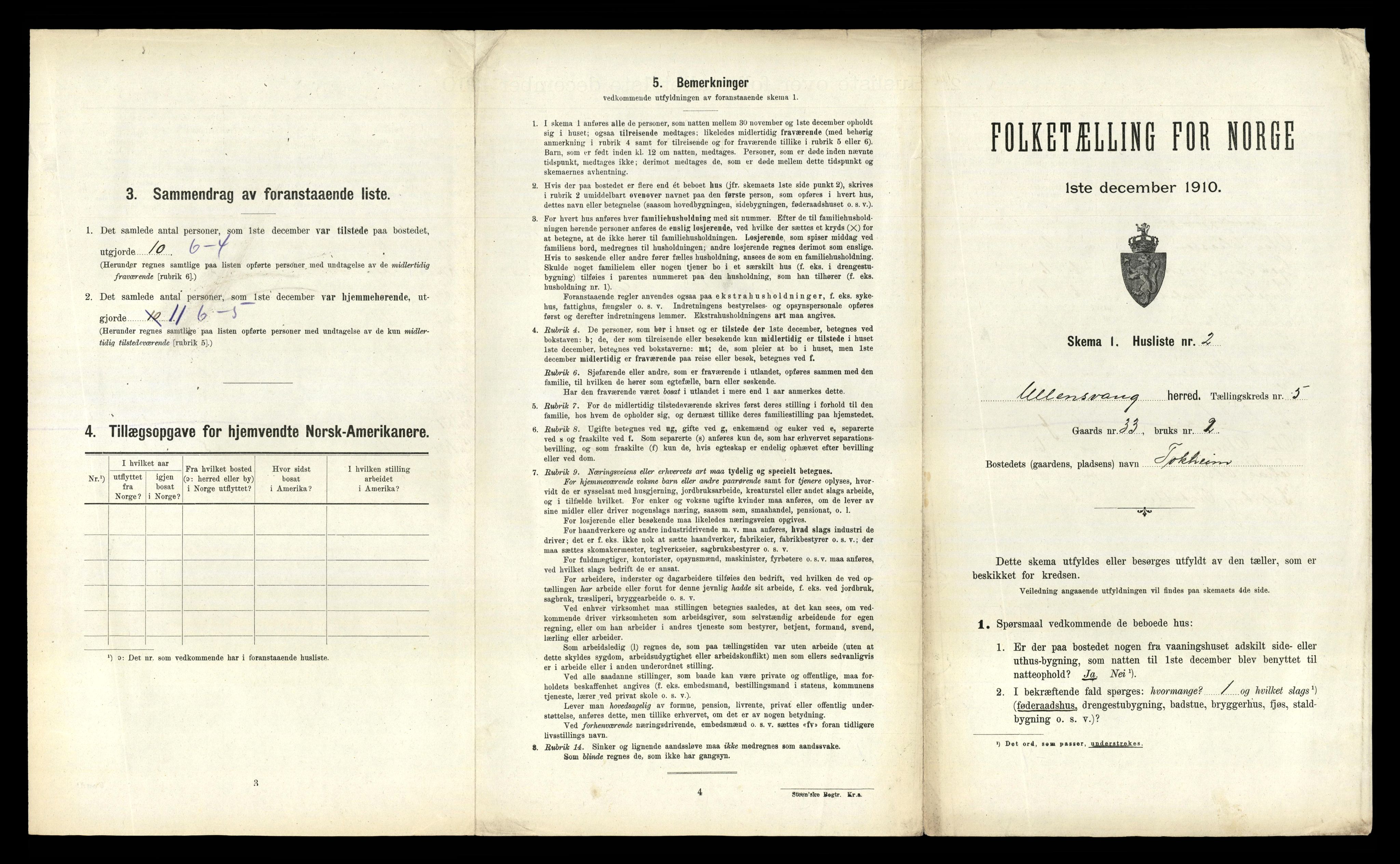 RA, 1910 census for Ullensvang, 1910, p. 739