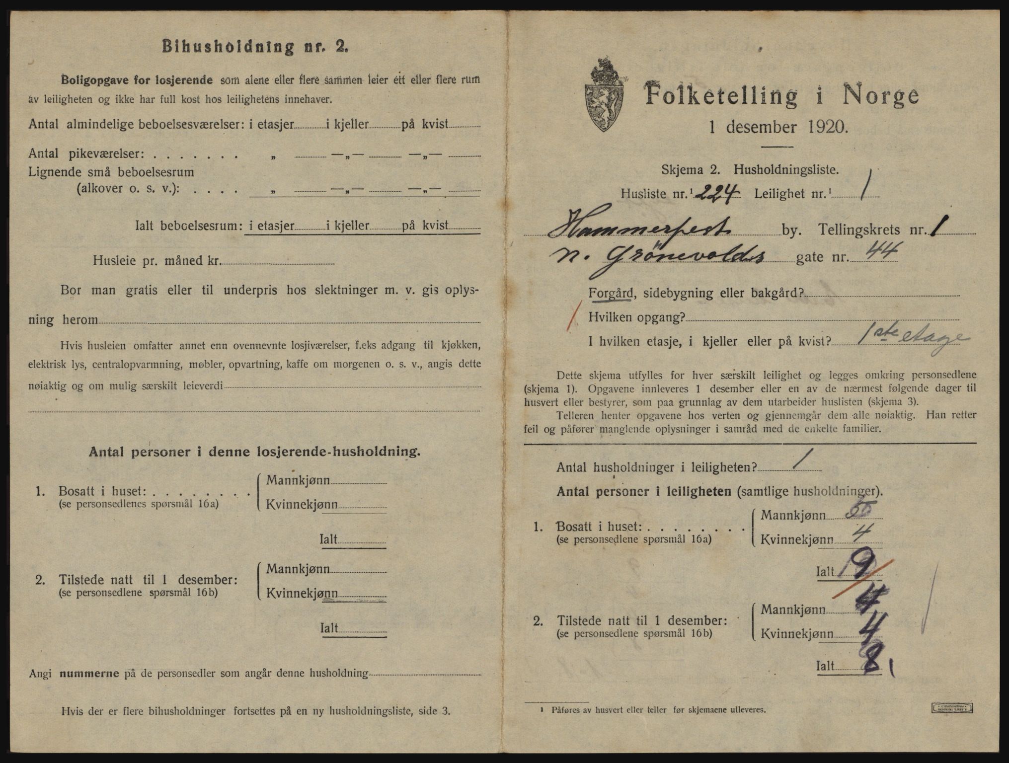 SATØ, 1920 census for Hammerfest, 1920, p. 1674