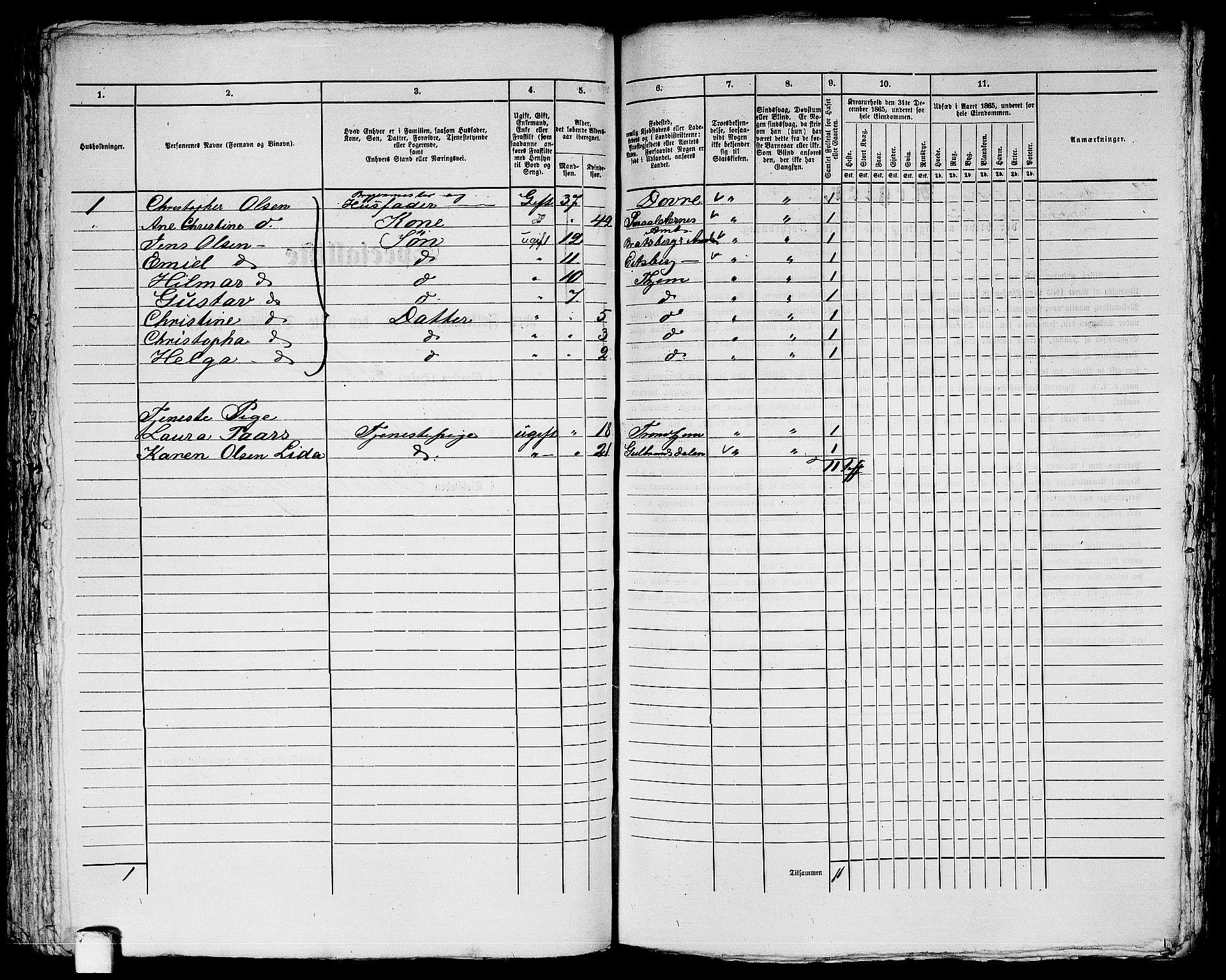 RA, 1865 census for Trondheim, 1865, p. 1731