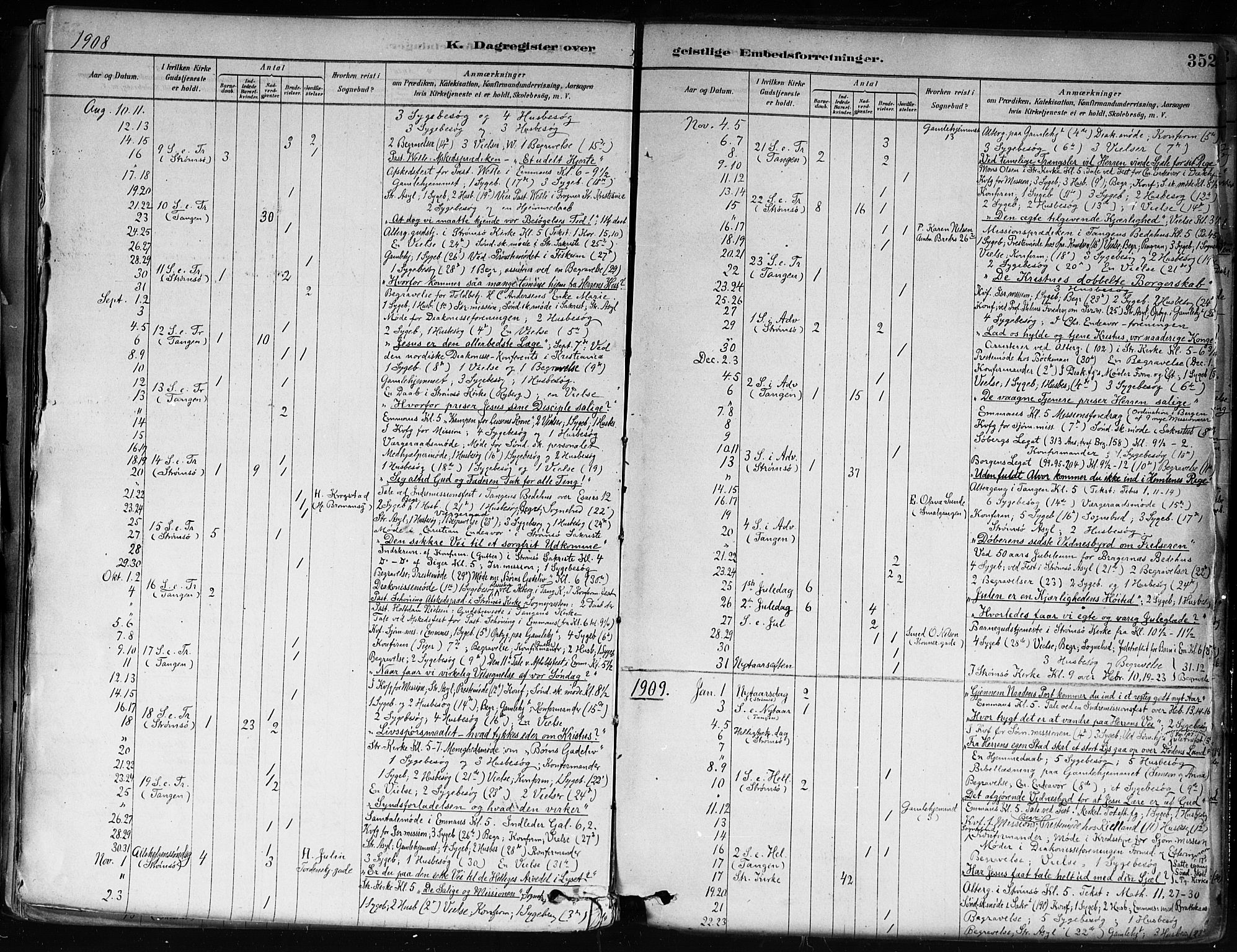 Strømsø kirkebøker, AV/SAKO-A-246/F/Fa/L0022: Parish register (official) no. I 22, 1879-1899, p. 352