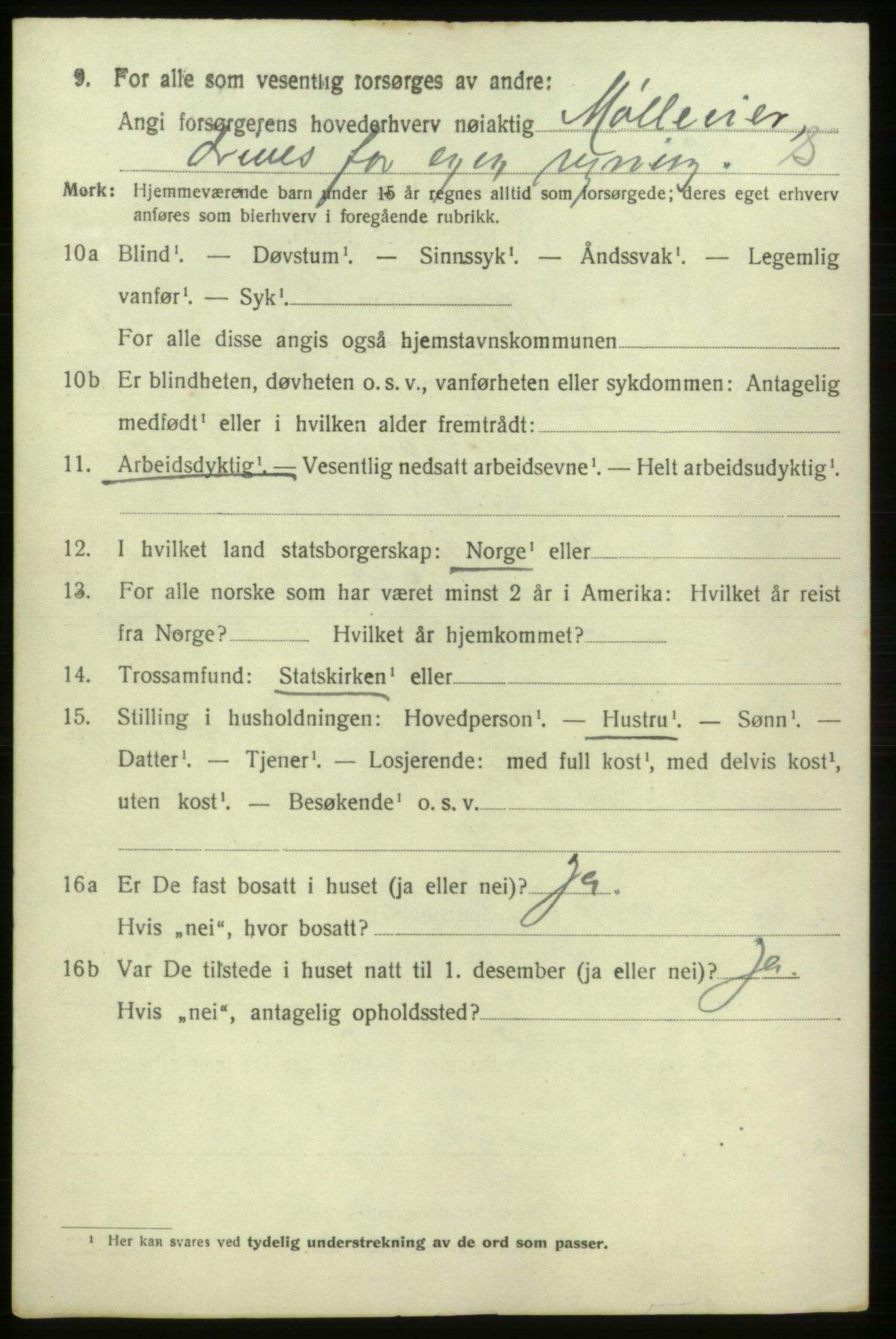 SAB, 1920 census for Ølen, 1920, p. 2314