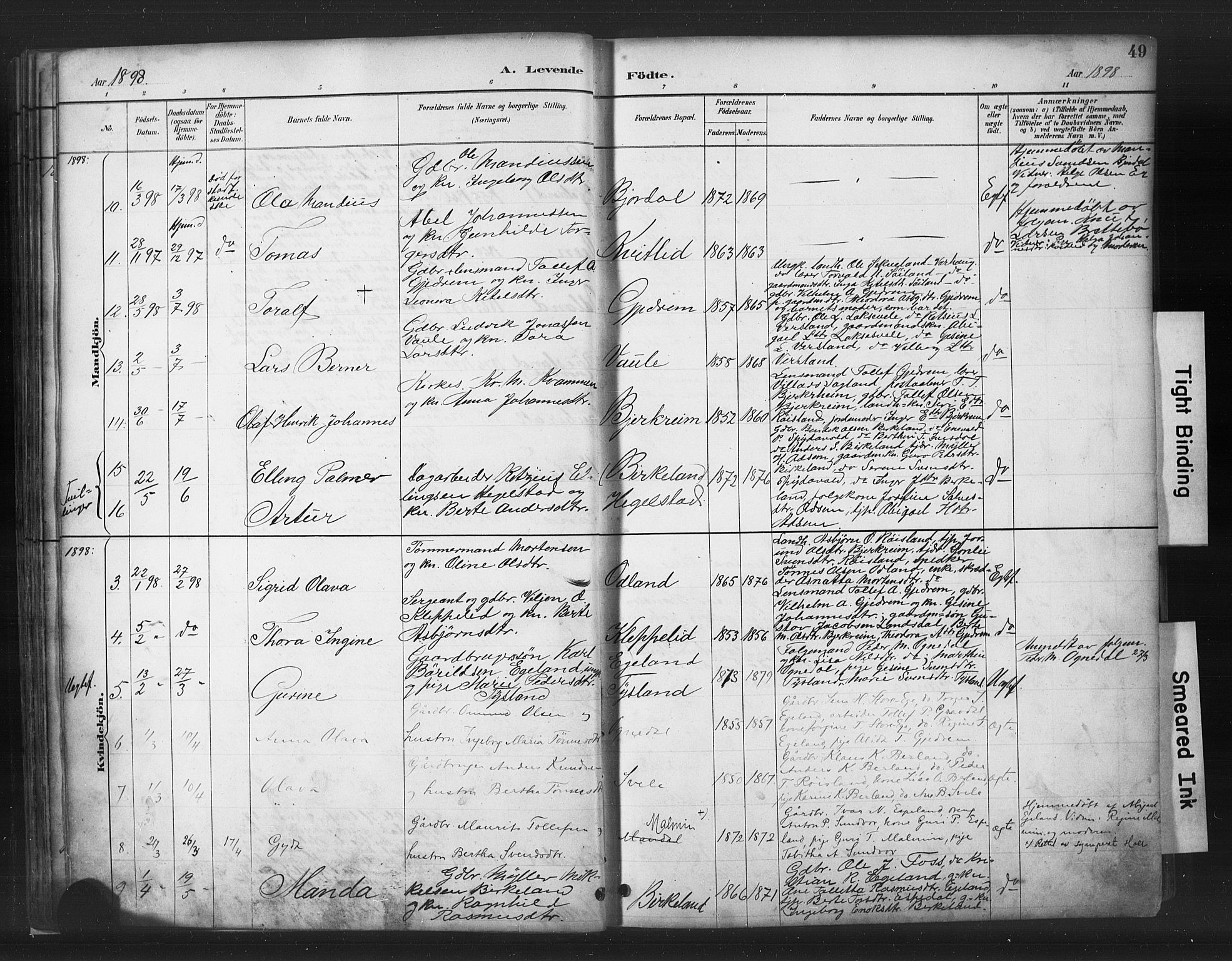 Helleland sokneprestkontor, AV/SAST-A-101810: Parish register (copy) no. B 5, 1887-1908, p. 49