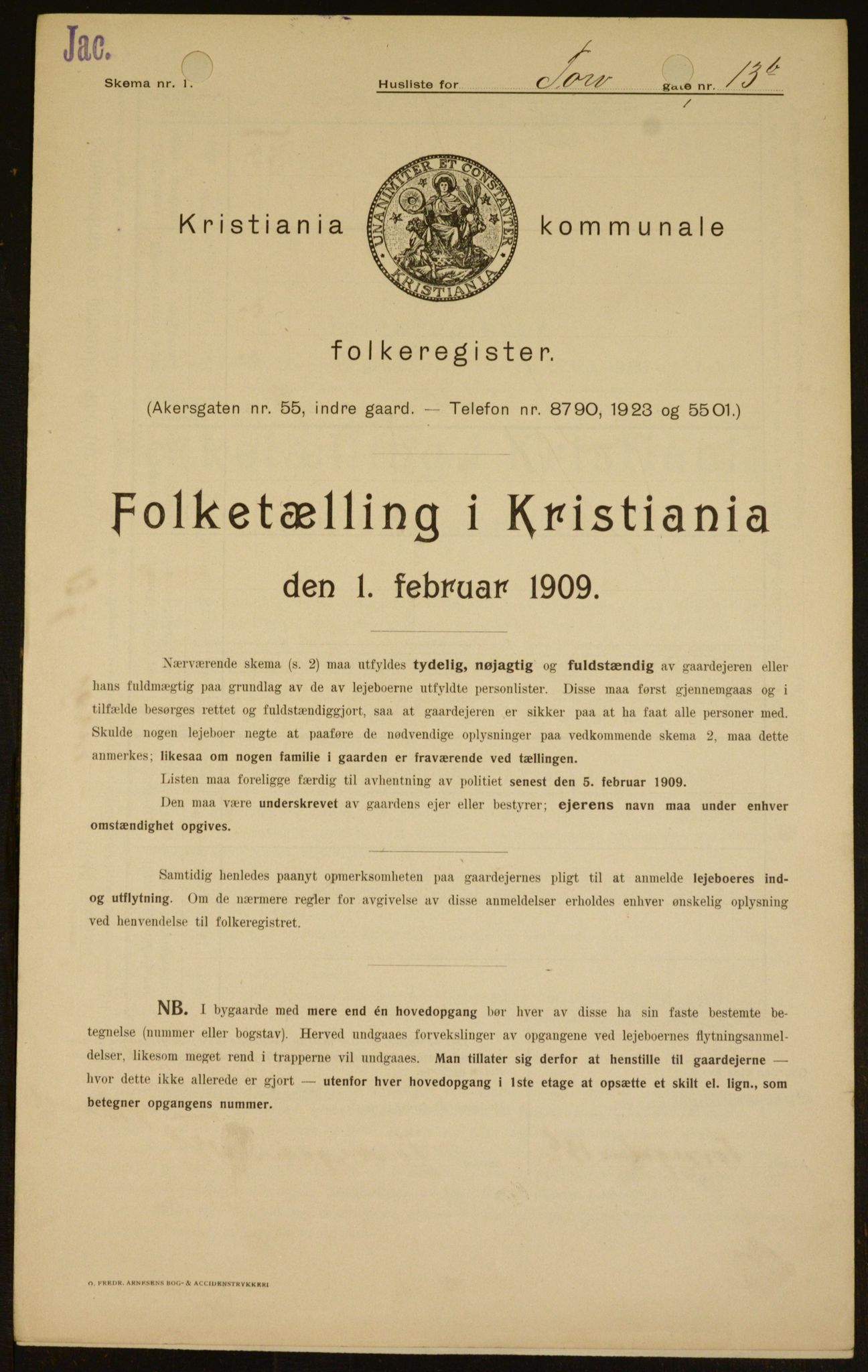 OBA, Municipal Census 1909 for Kristiania, 1909, p. 103388